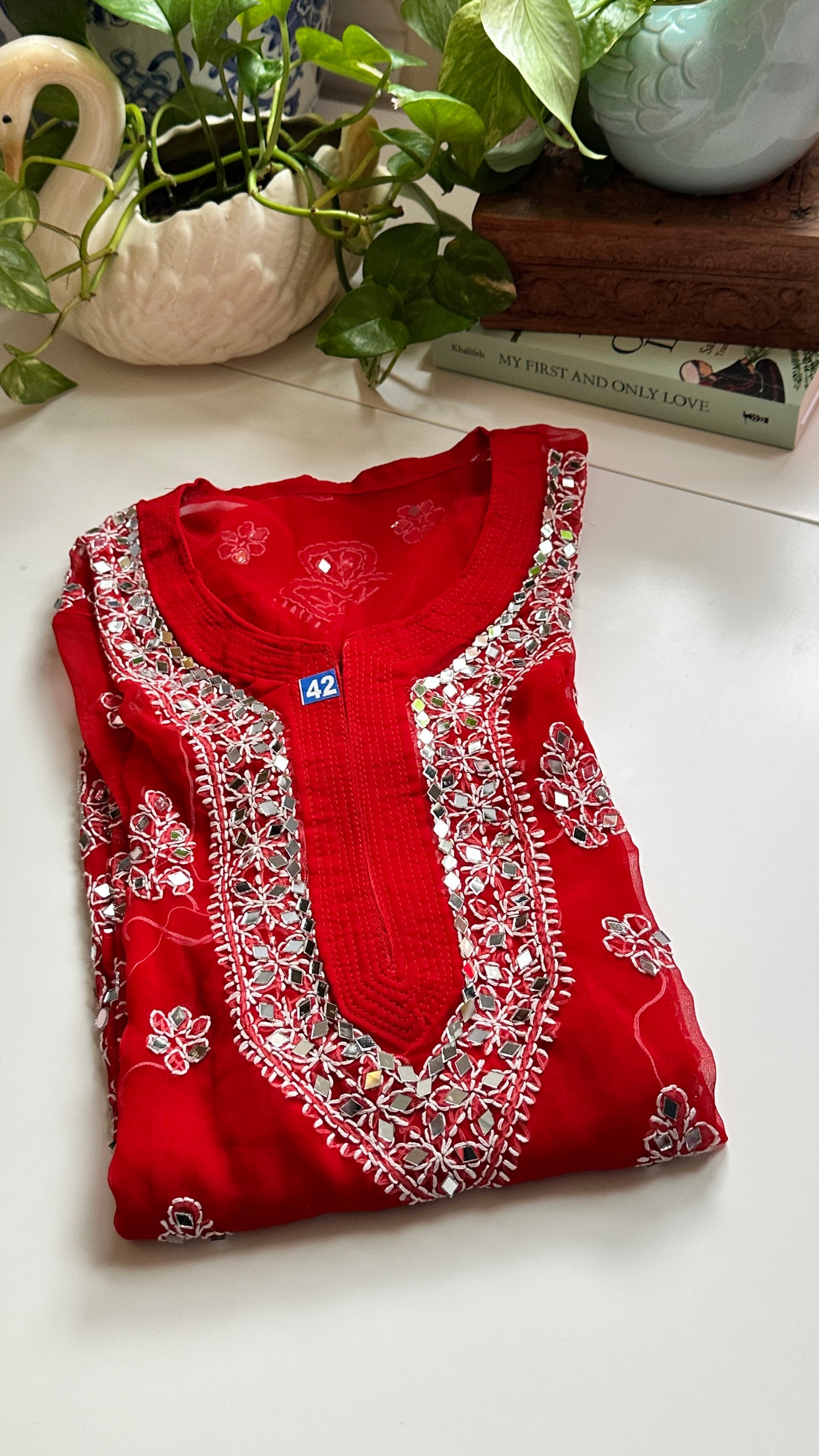 Red - Georgette Mirror Kurta