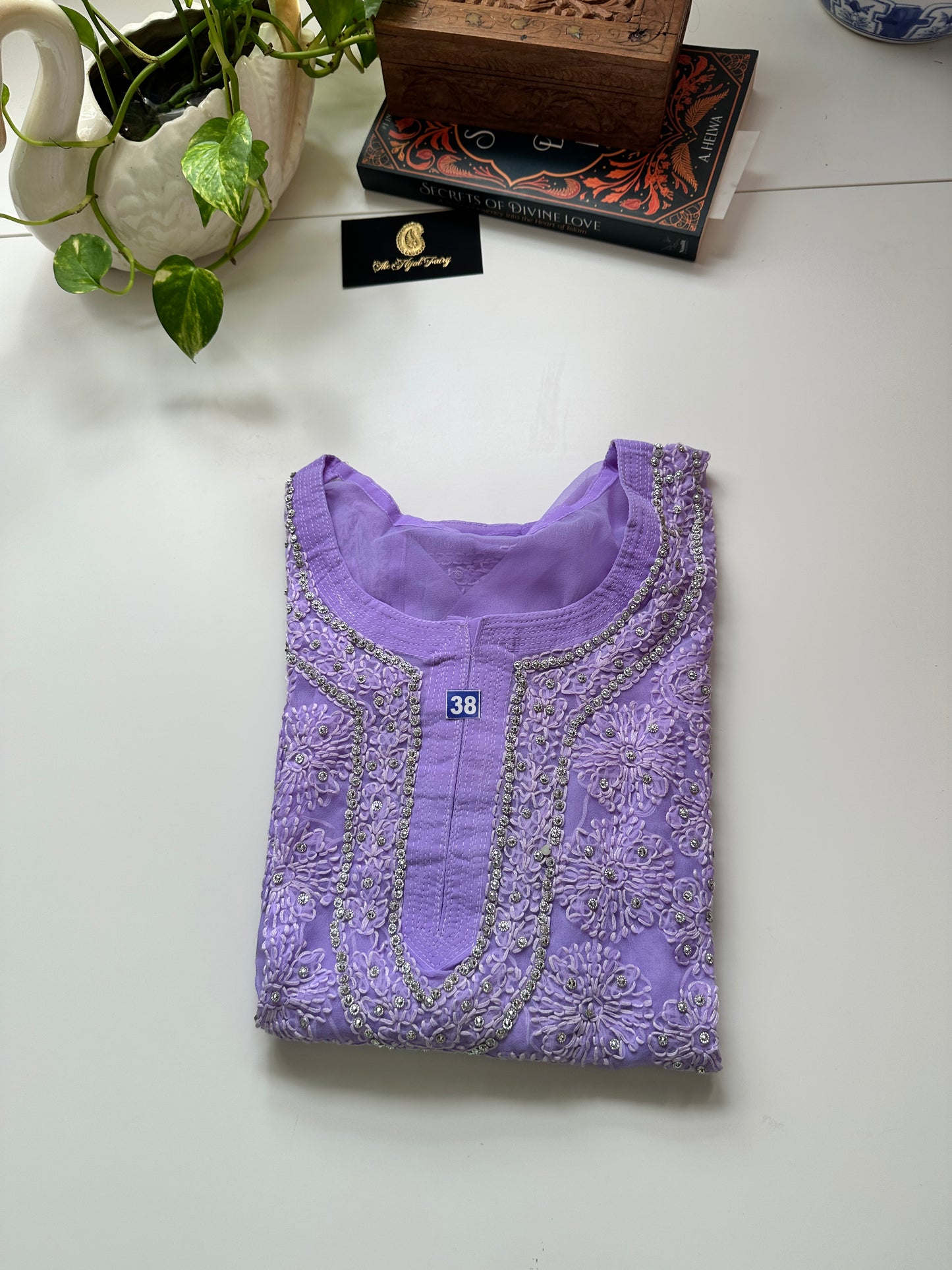 Georgette Stone Kurta- Lilac 2