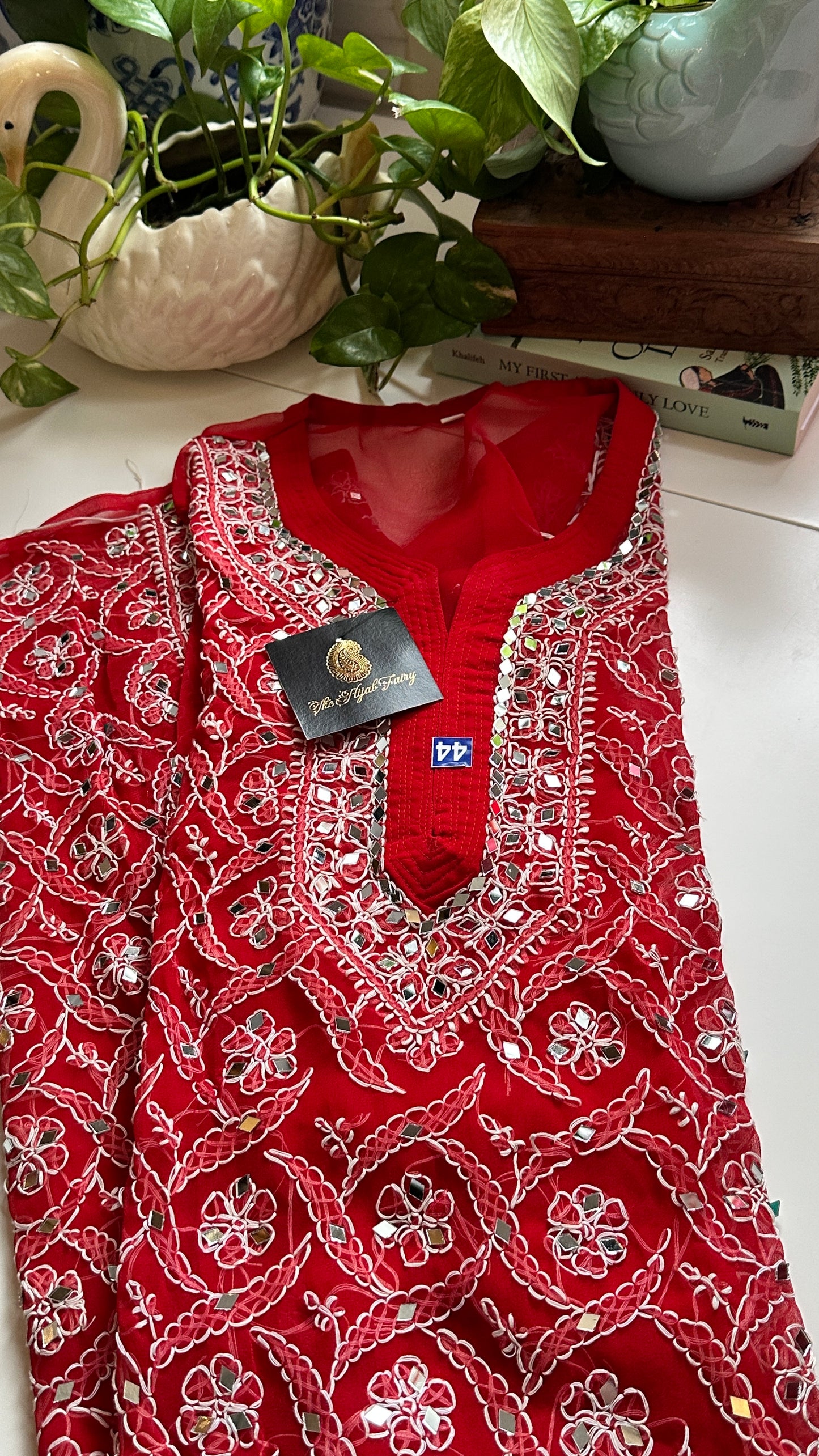 Red - Georgette Mirror Kurta