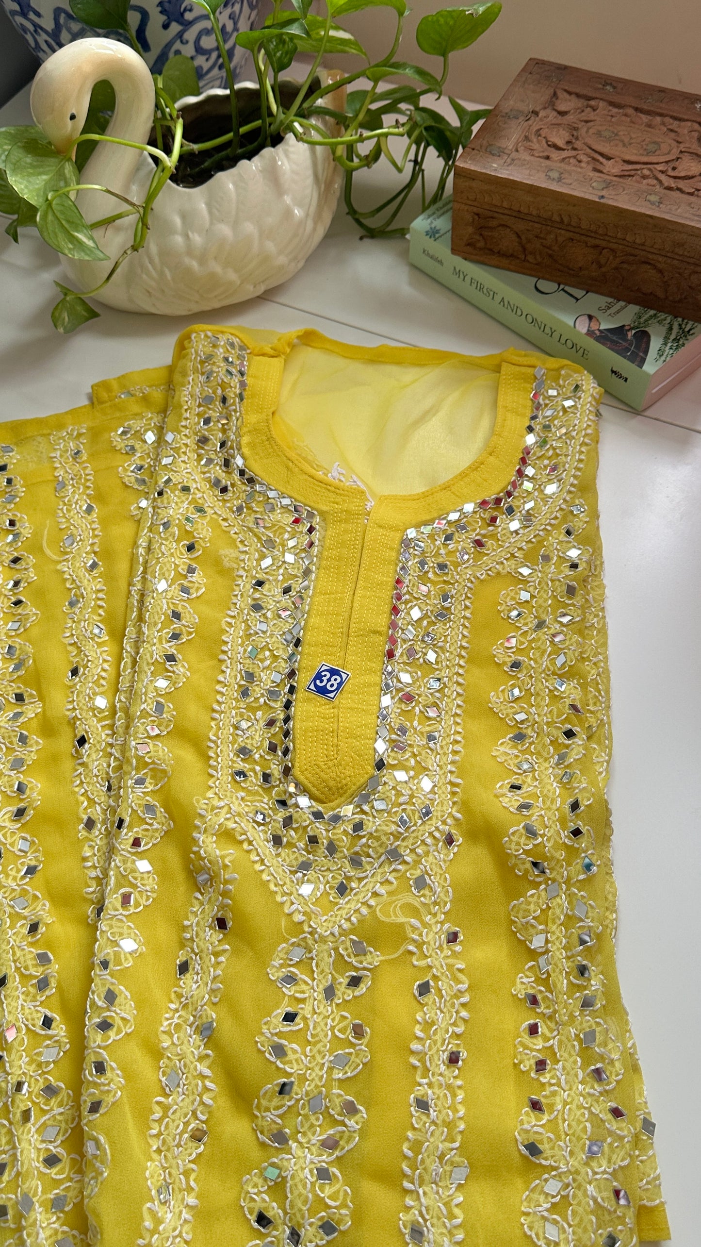 Yellow - Georgette Mirror Kurta