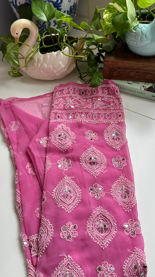 Pink - Georgette Mirror Kurta