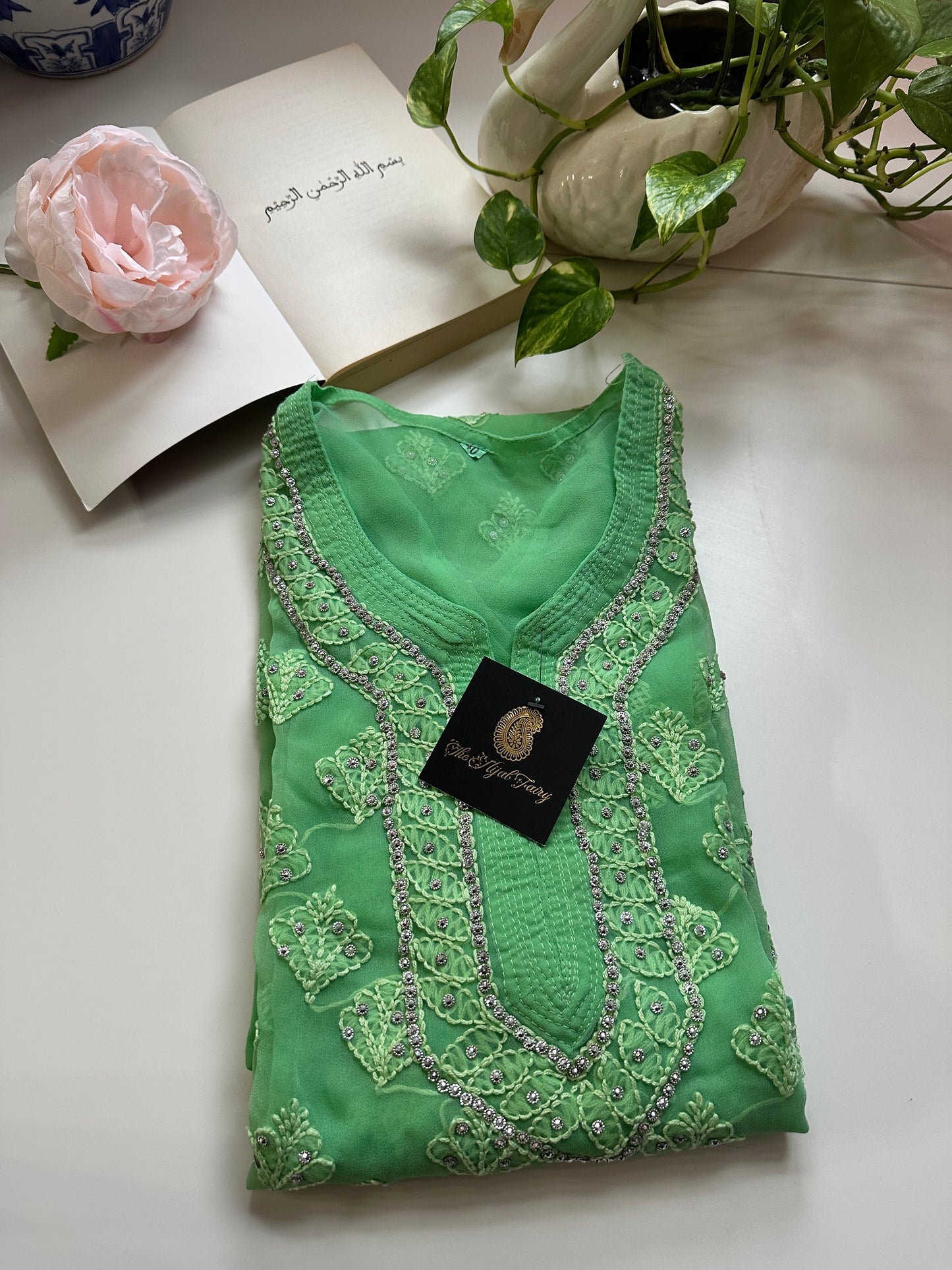 Mint Green - Georgette Stone Kurta
