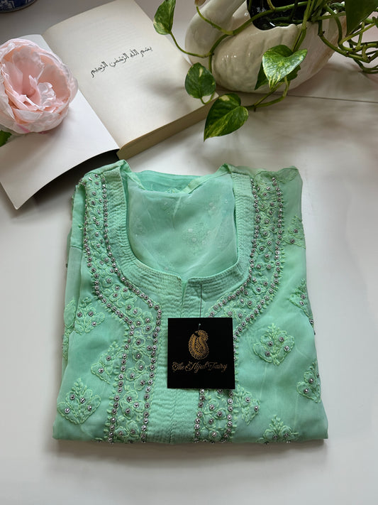 Mint Green - Georgette Stone Kurta