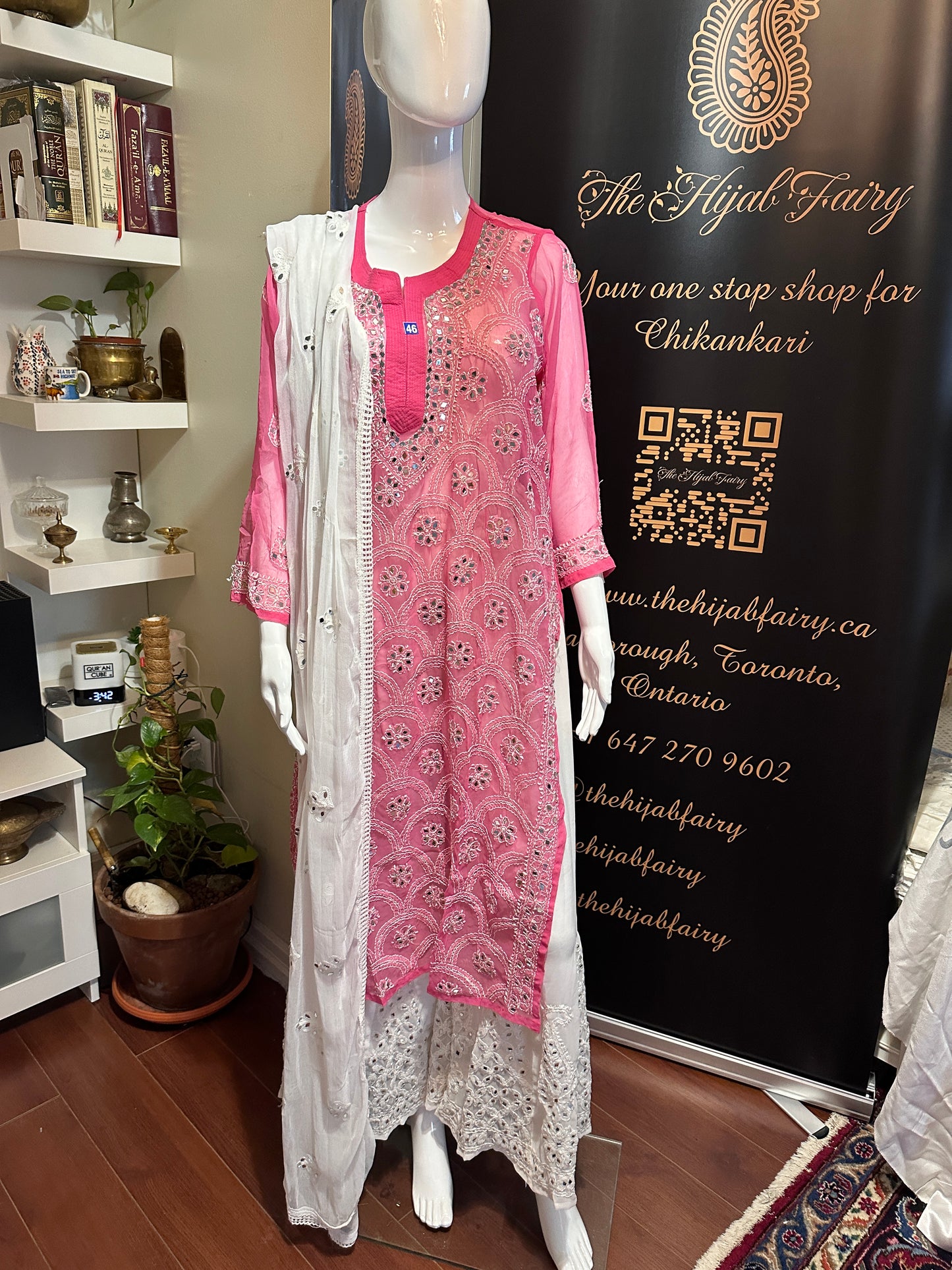 Dark Pink - Georgette Mirror Kurta