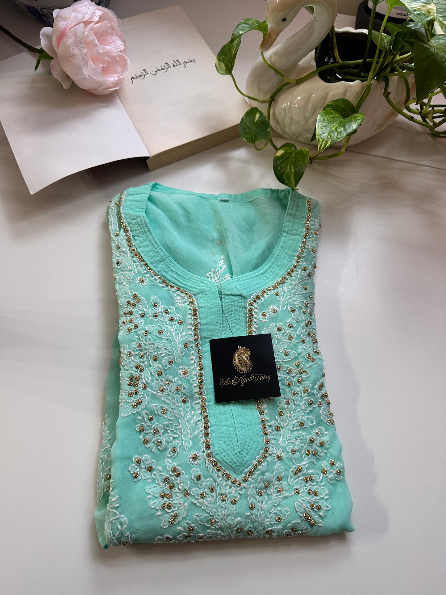 Light Firozi - Georgette Stone Kurta