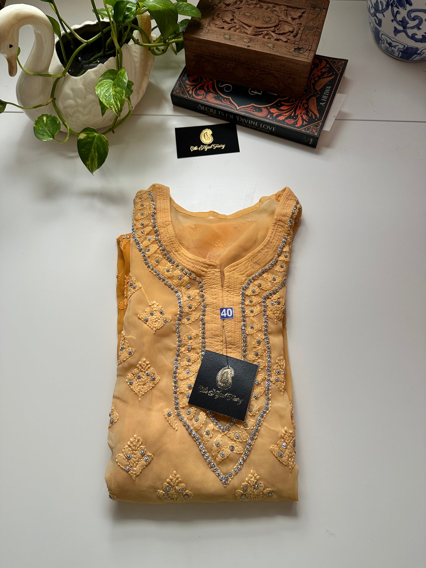Georgette Stone Kurta- Mango