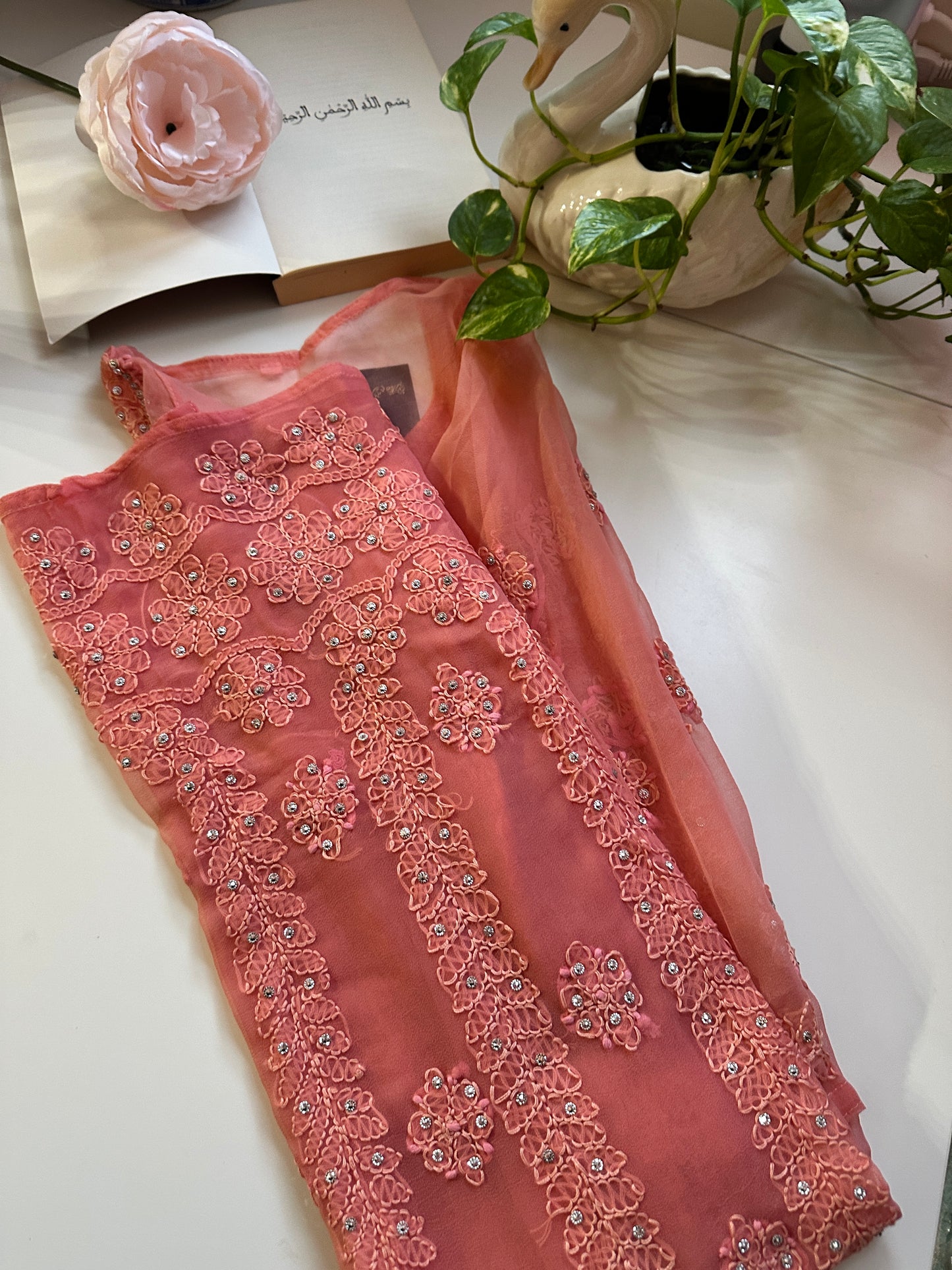 Peach Tiedye - Georgette Stone Kurta