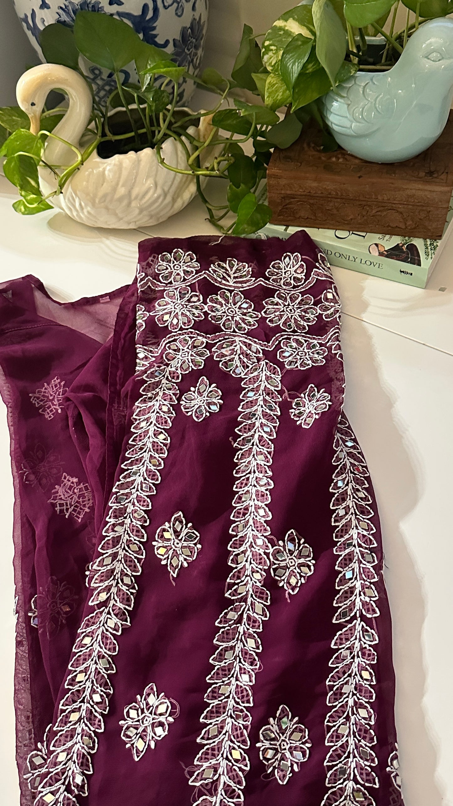 Wine - Georgette Mirror Kurta