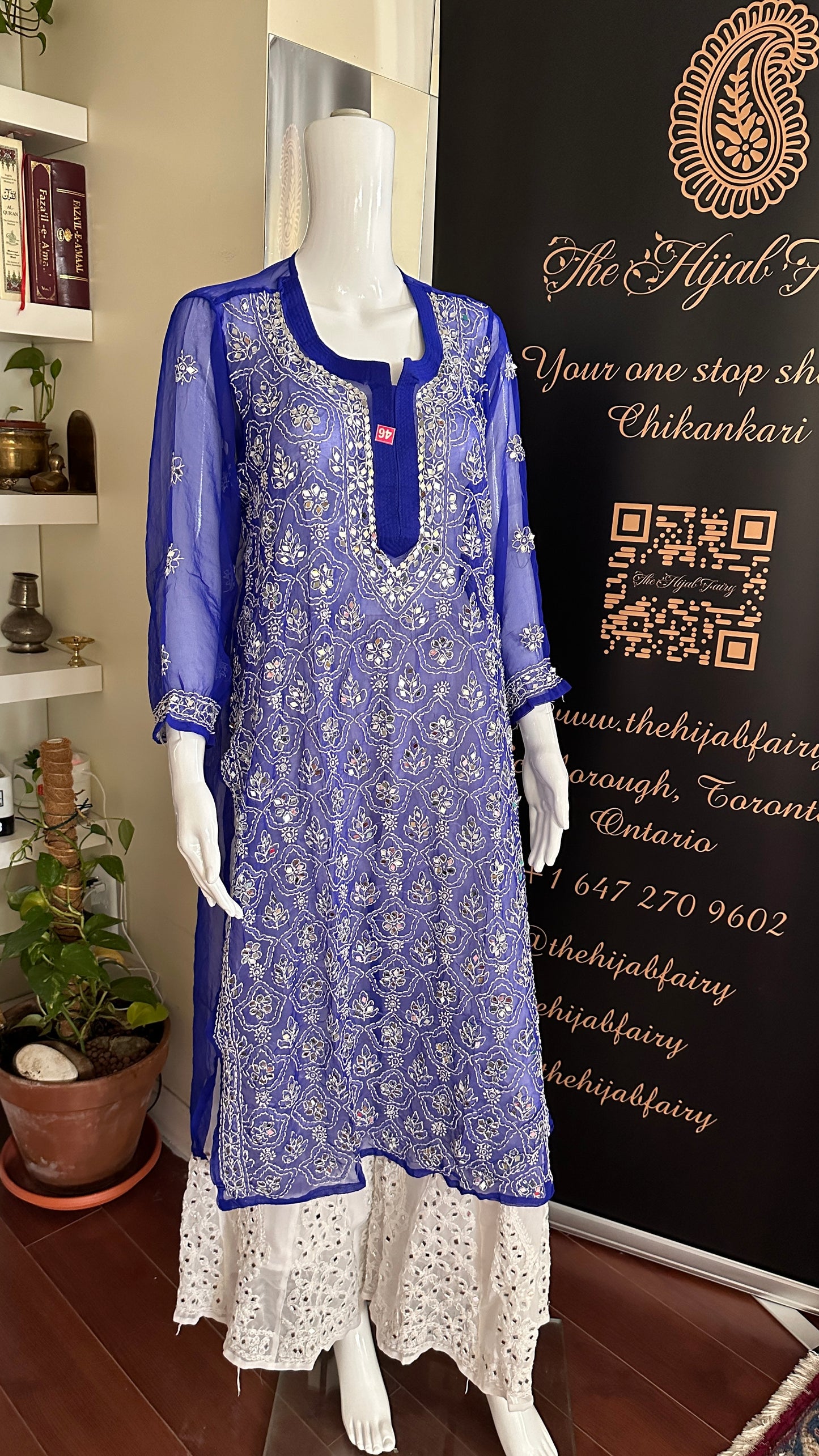 Navy Blue - Georgette Mirror Kurta