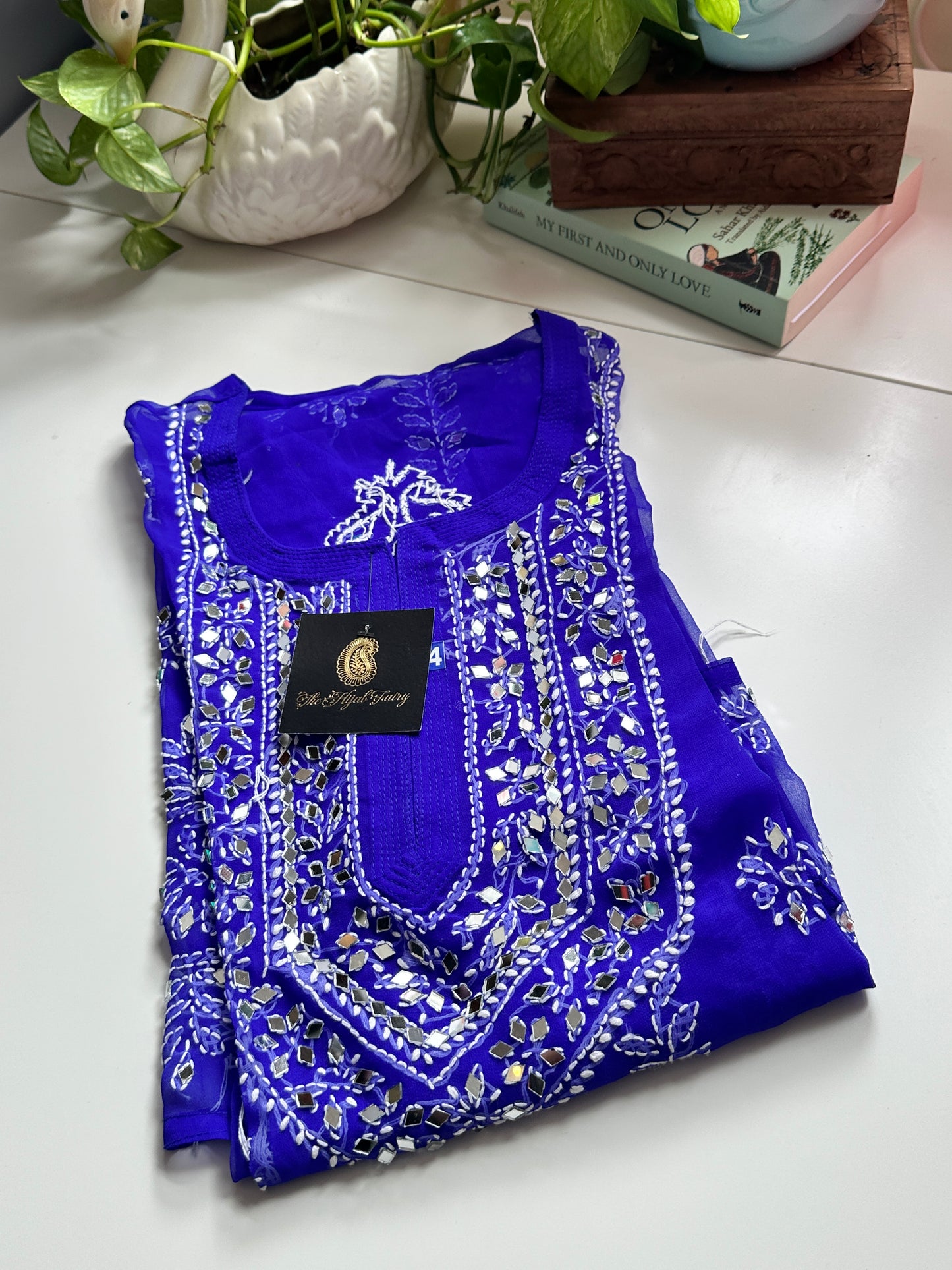 Navy Blue - Georgette Mirror Kurta