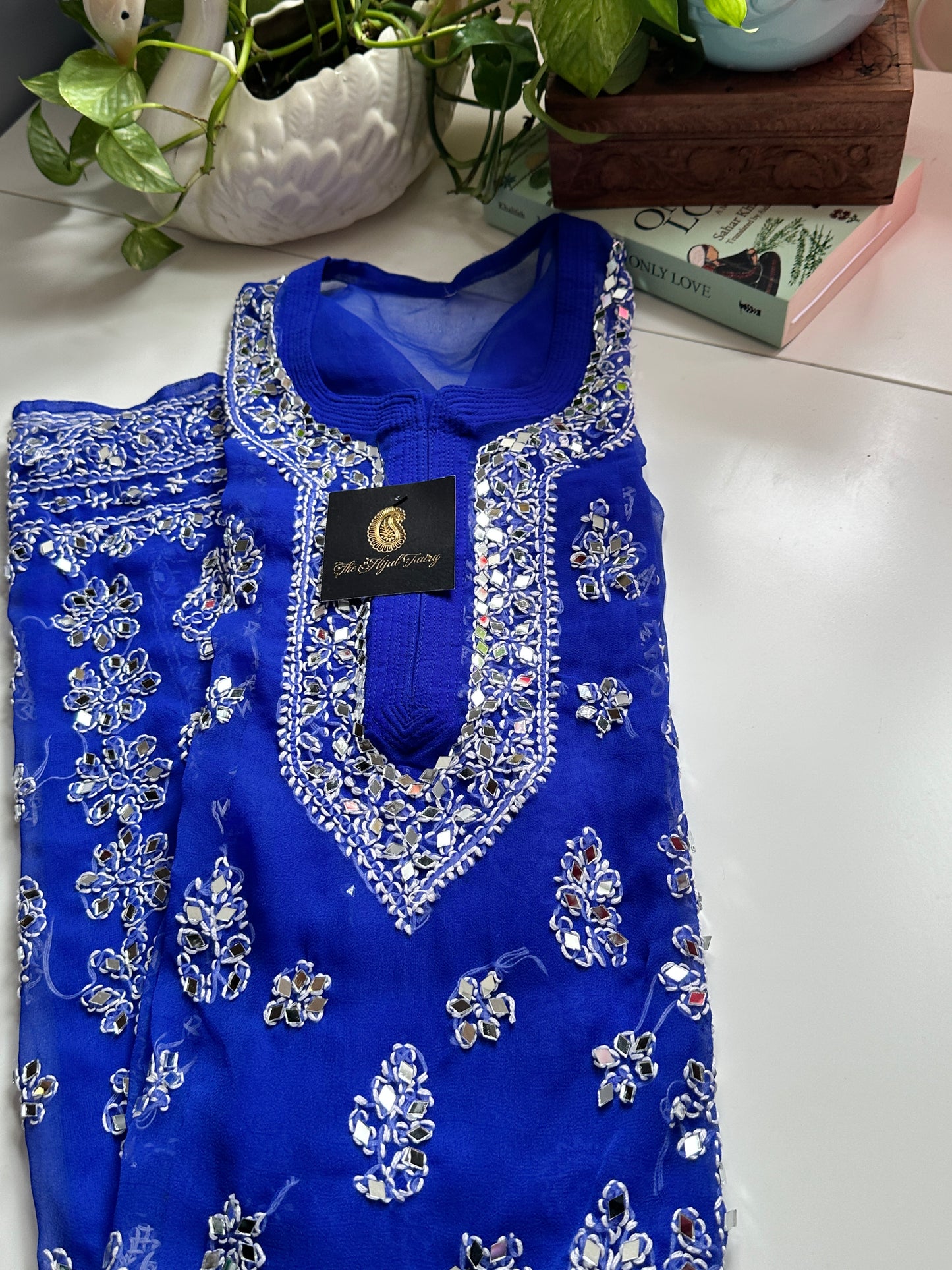 Navy Blue - Georgette Mirror Kurta