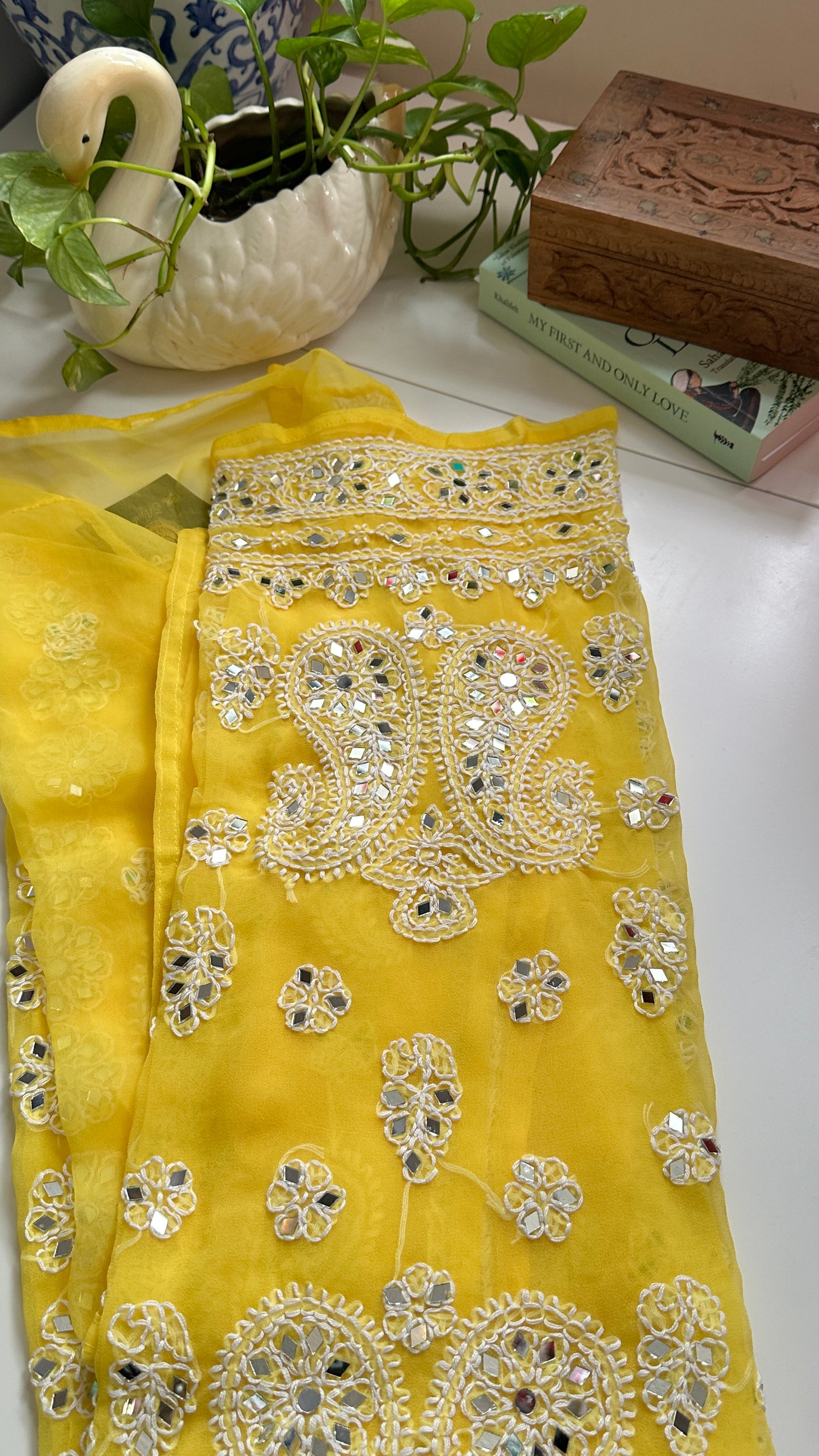 Yellow - Georgette Mirror Kurta