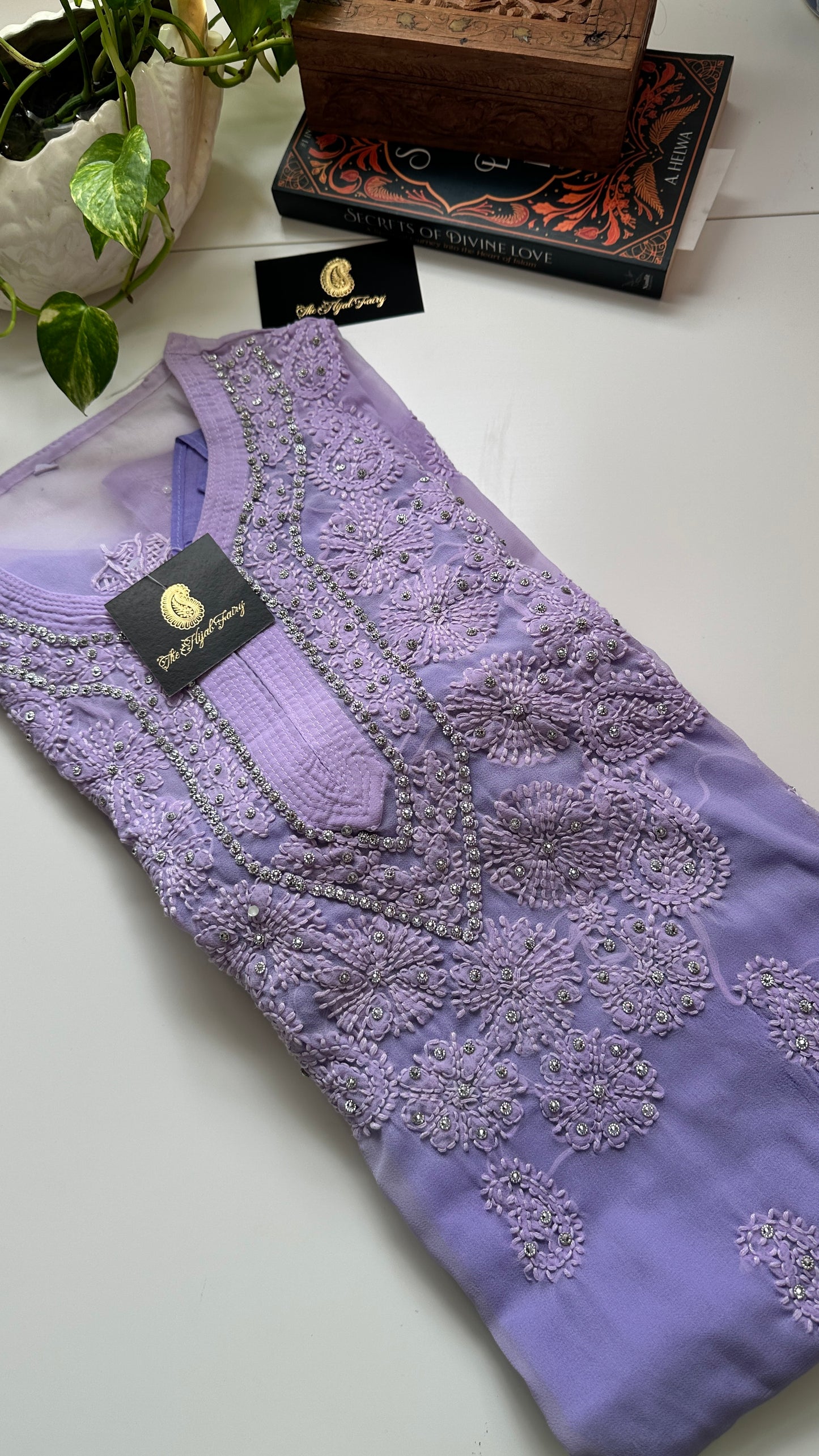 Georgette Stone Kurta- Lilac 2