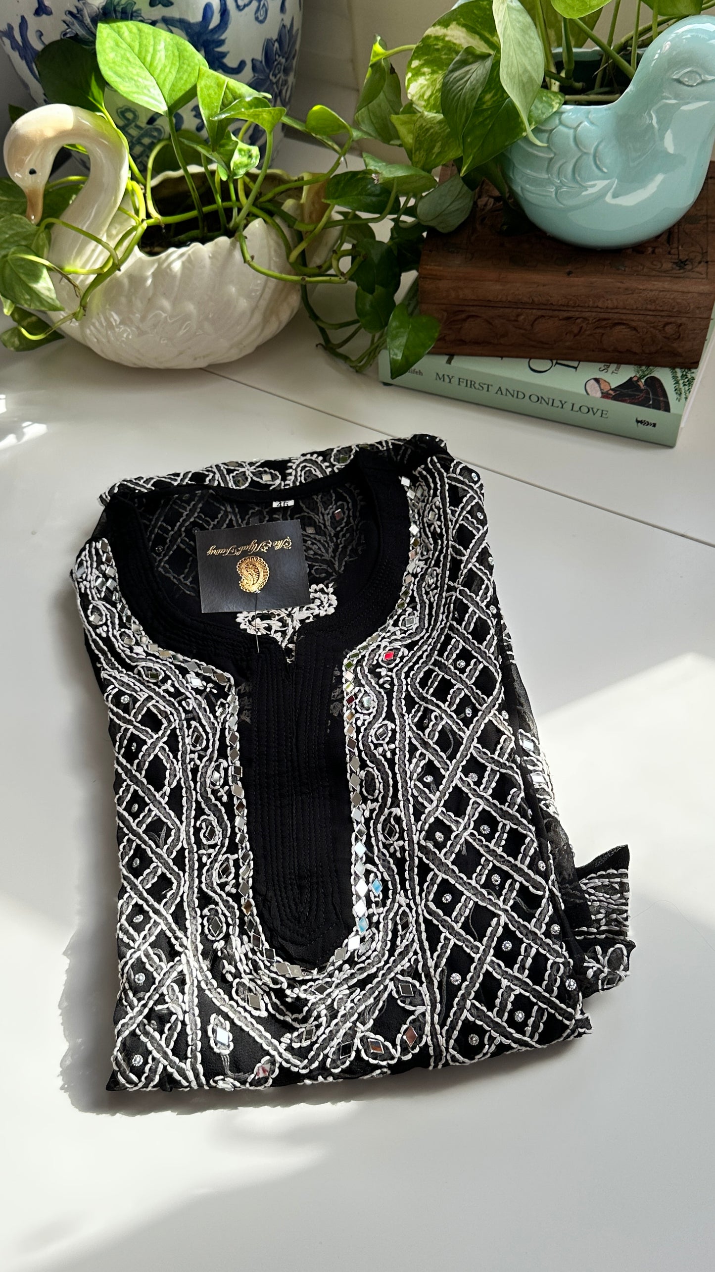 Black - Georgette Mirror Kurta
