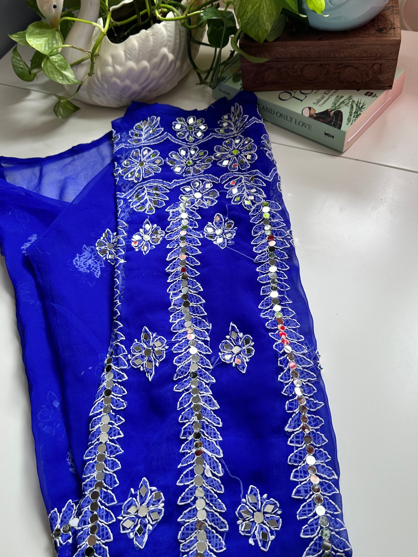 Navy Blue - Georgette Mirror Kurta