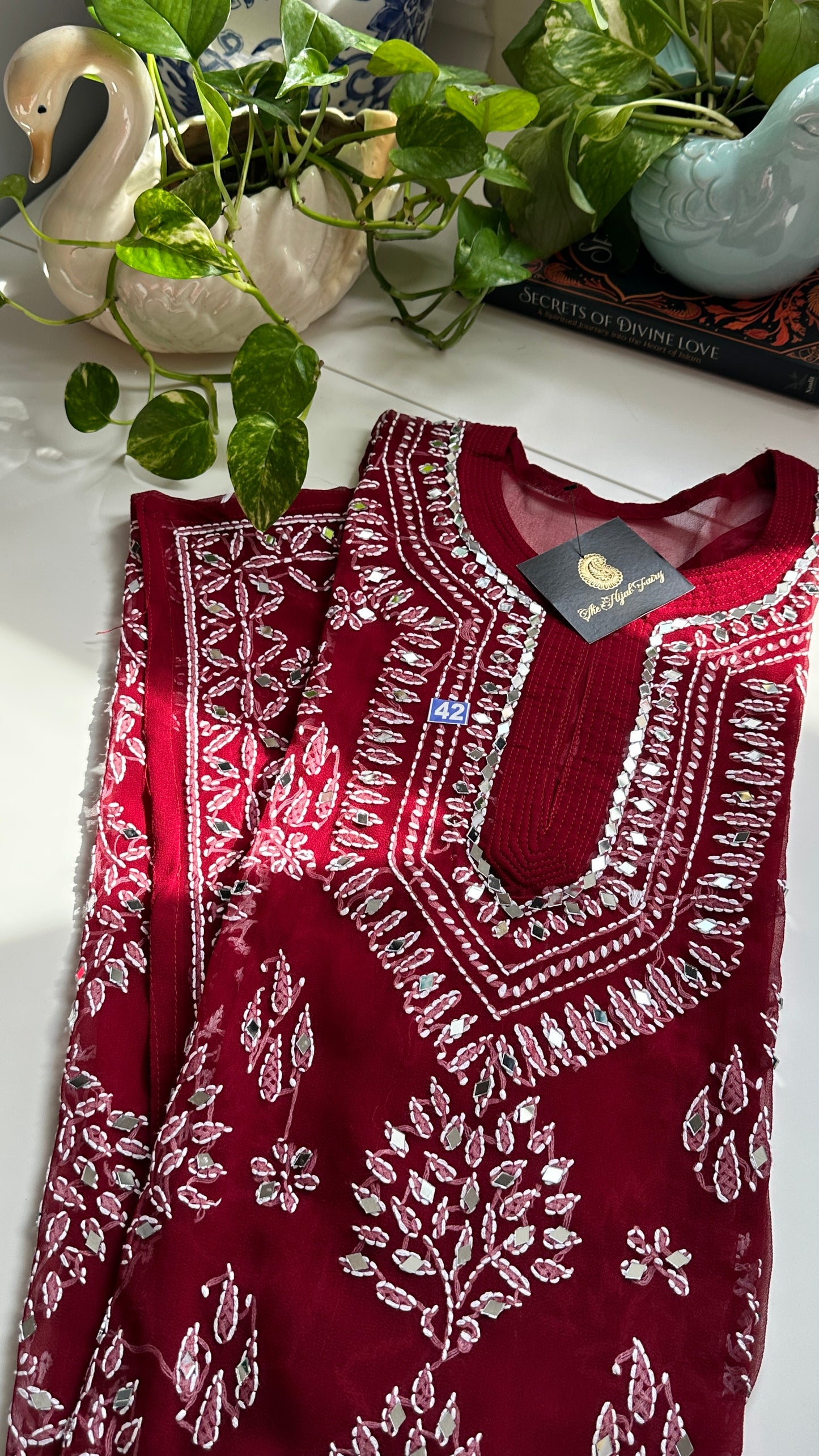 Maroon - Georgette Mirror Kurta