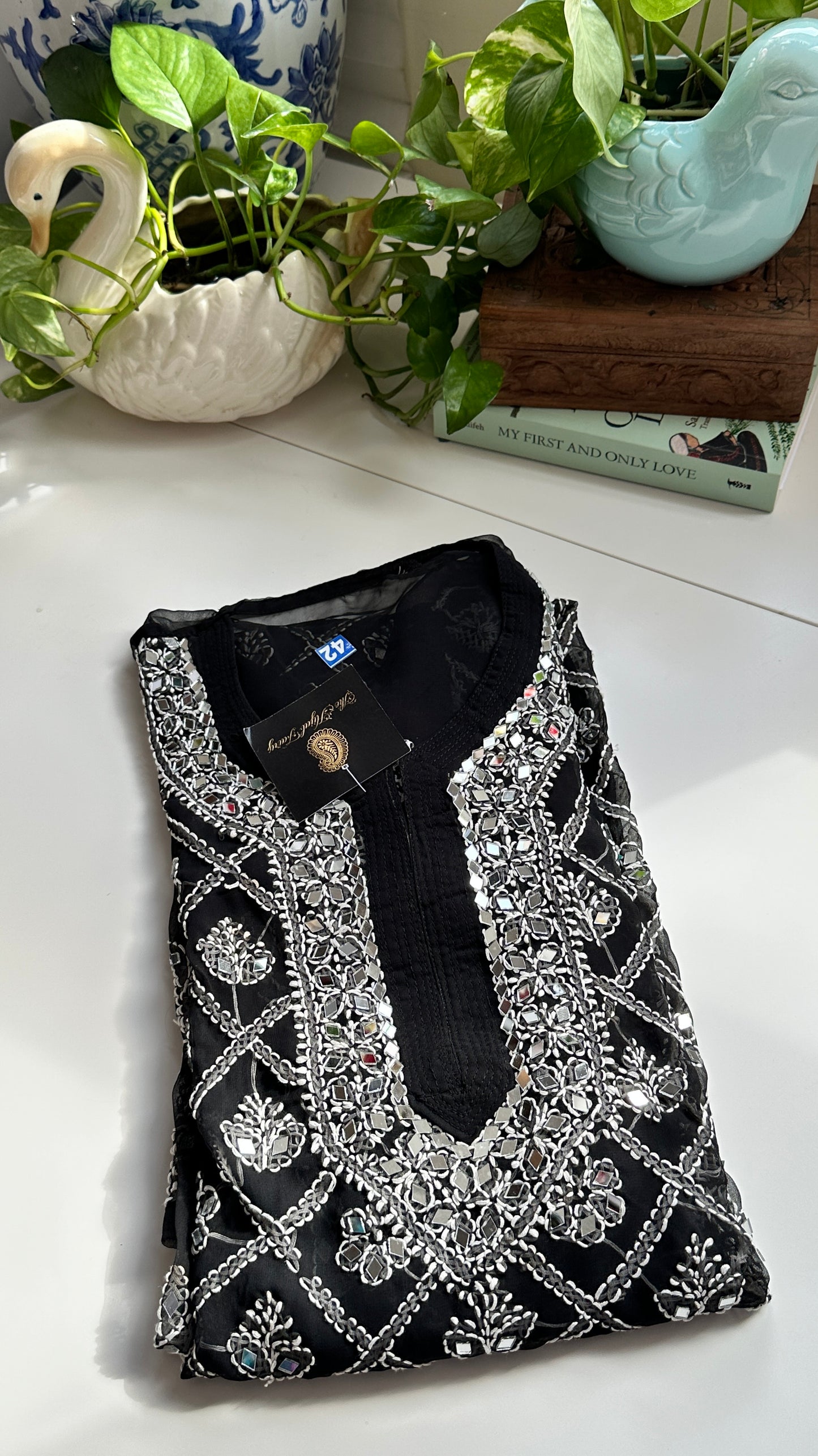 Black - Georgette Mirror Kurta