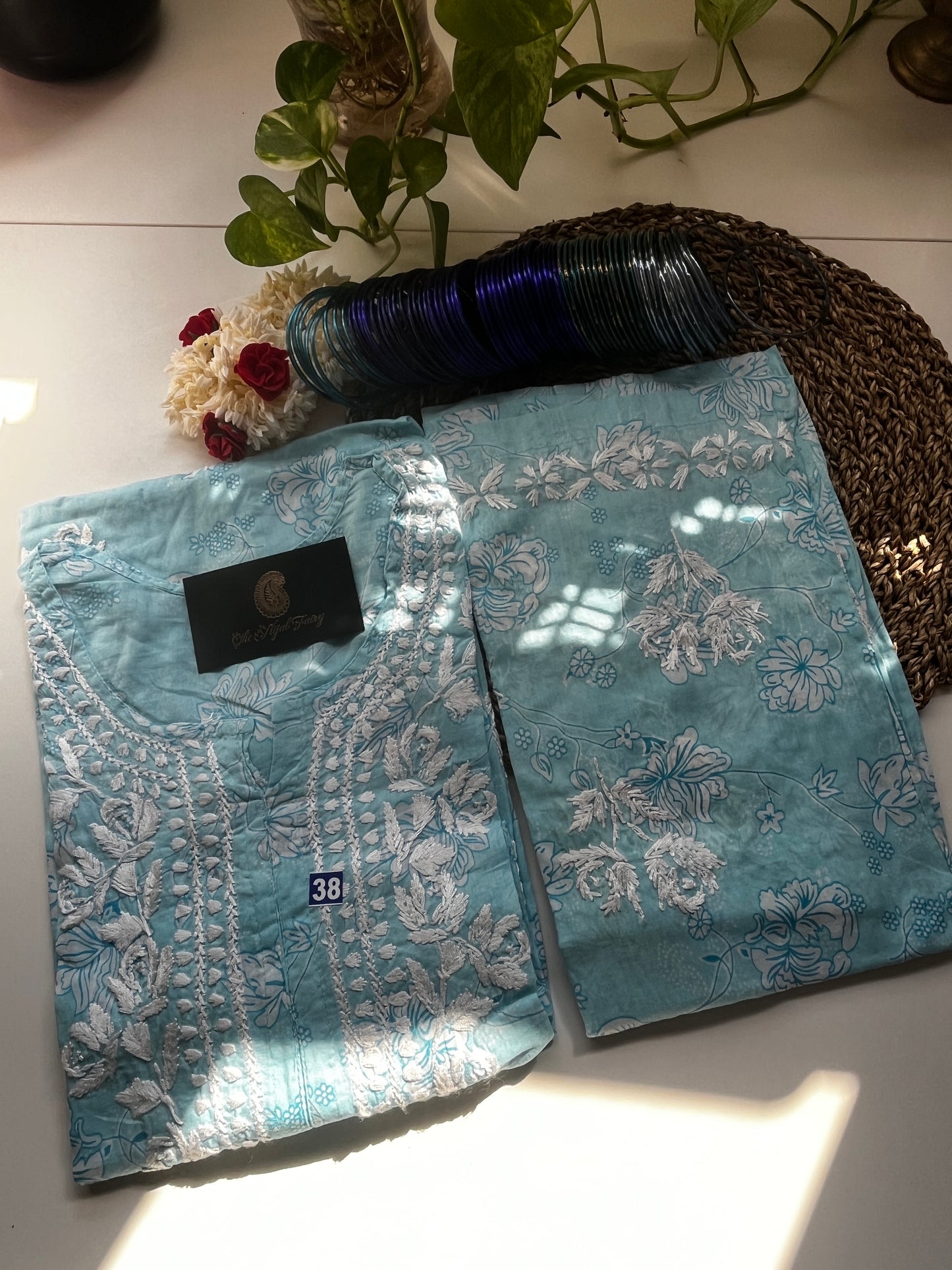 Light Blue - Mul Printed Set - 2 Pc