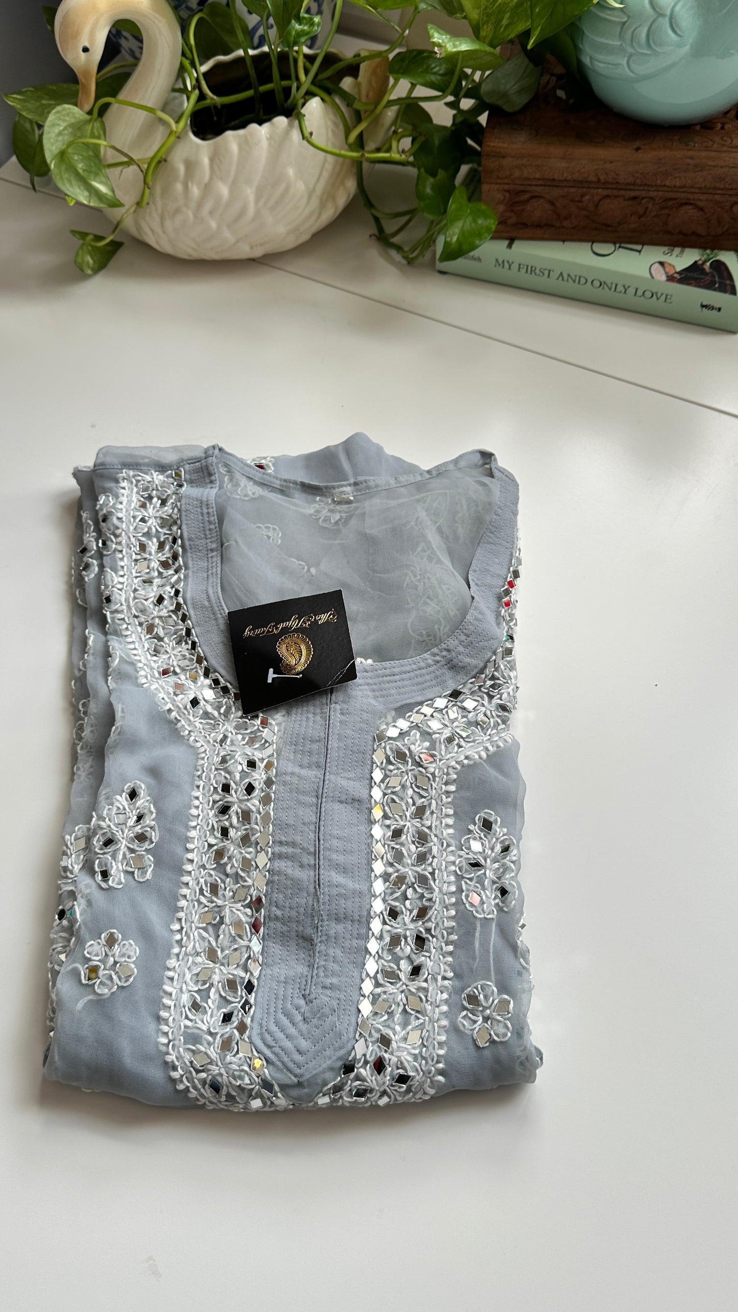 Grey - Georgette Mirror Kurta