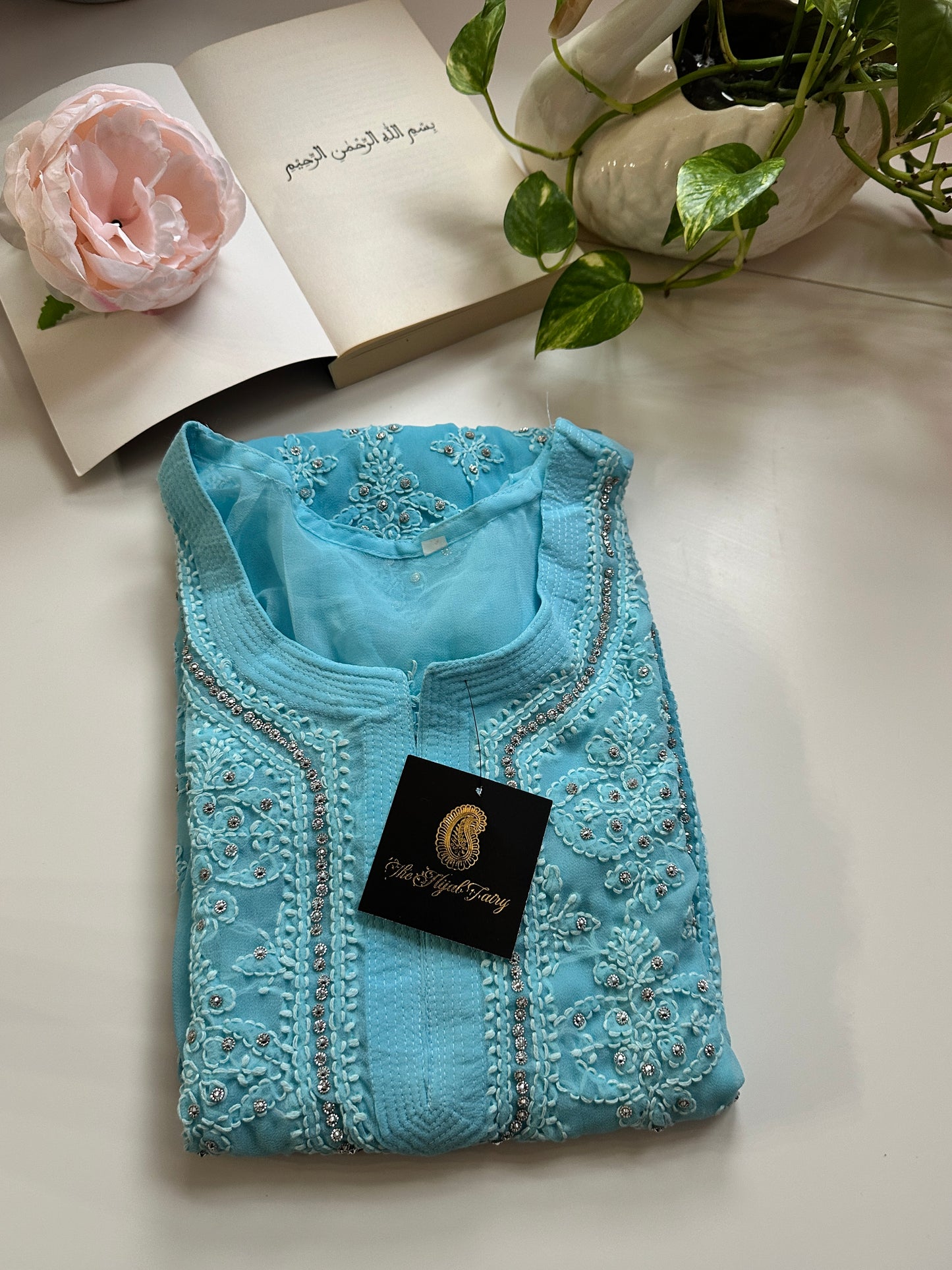 Sky Blue- Georgette Stone Kurta