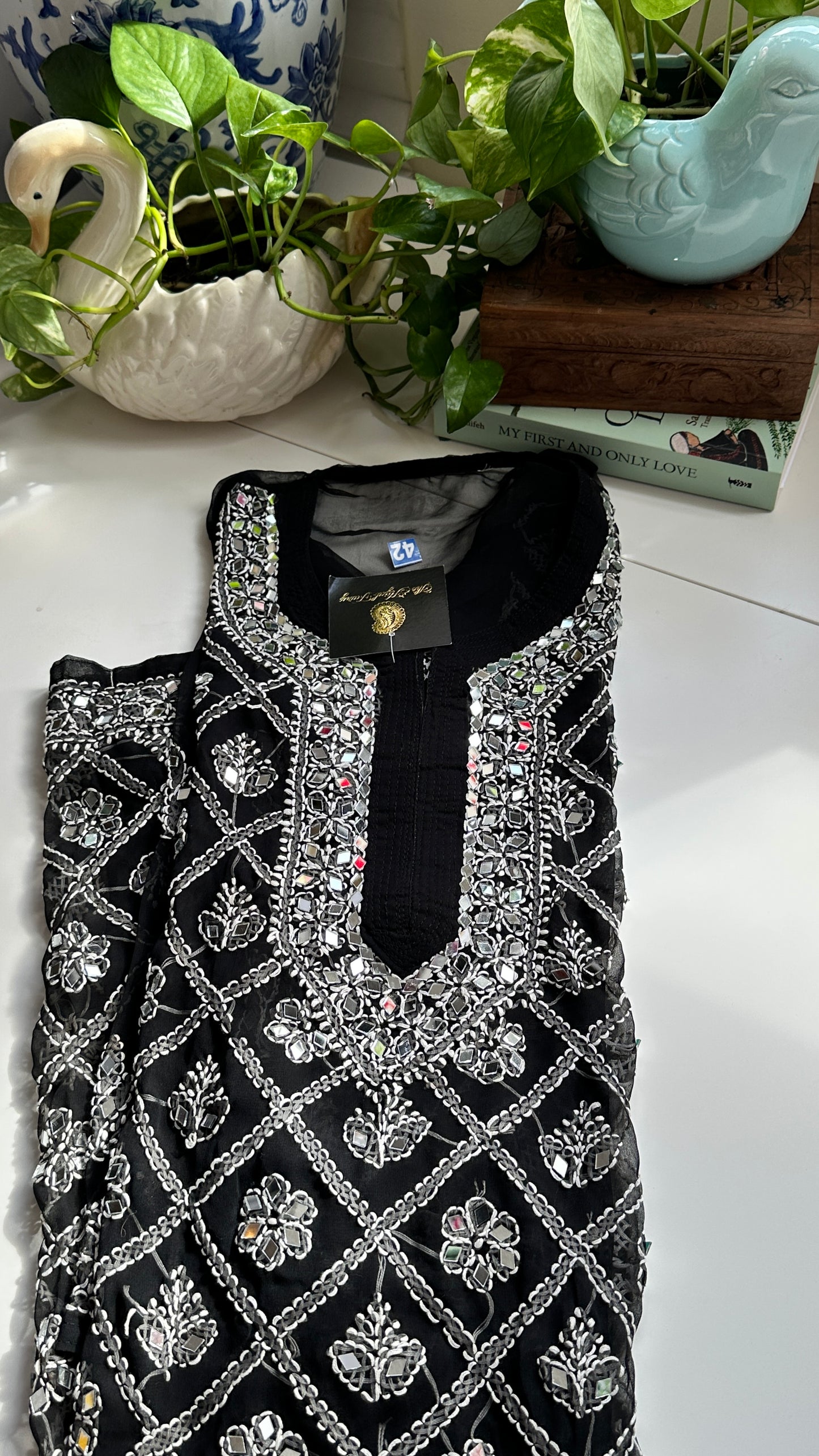 Black - Georgette Mirror Kurta