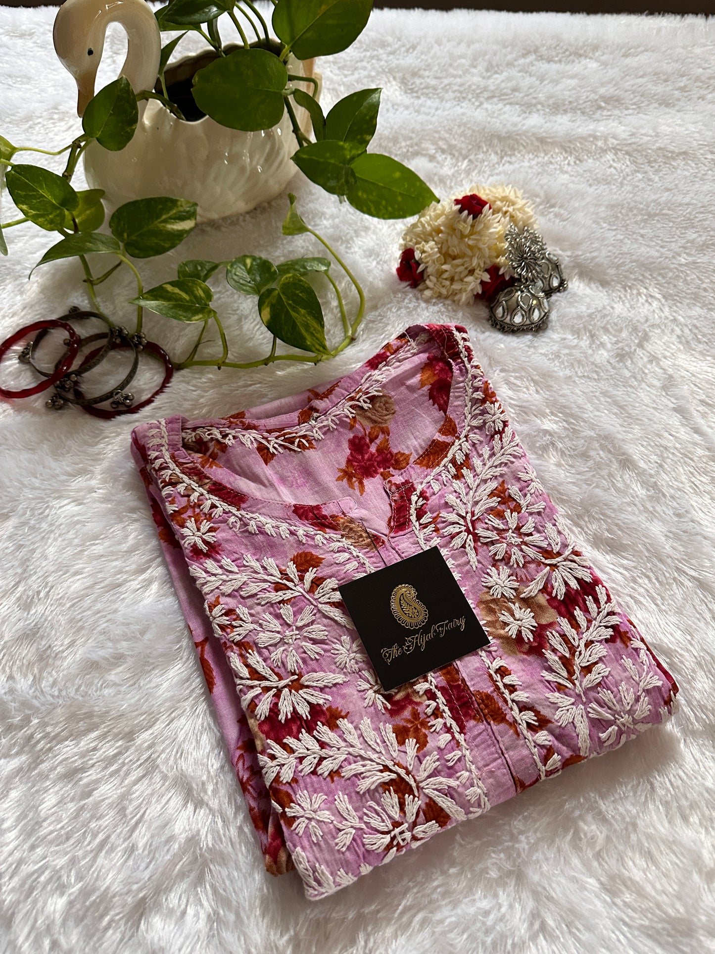 Malmal Printed Kurti- Pink 2