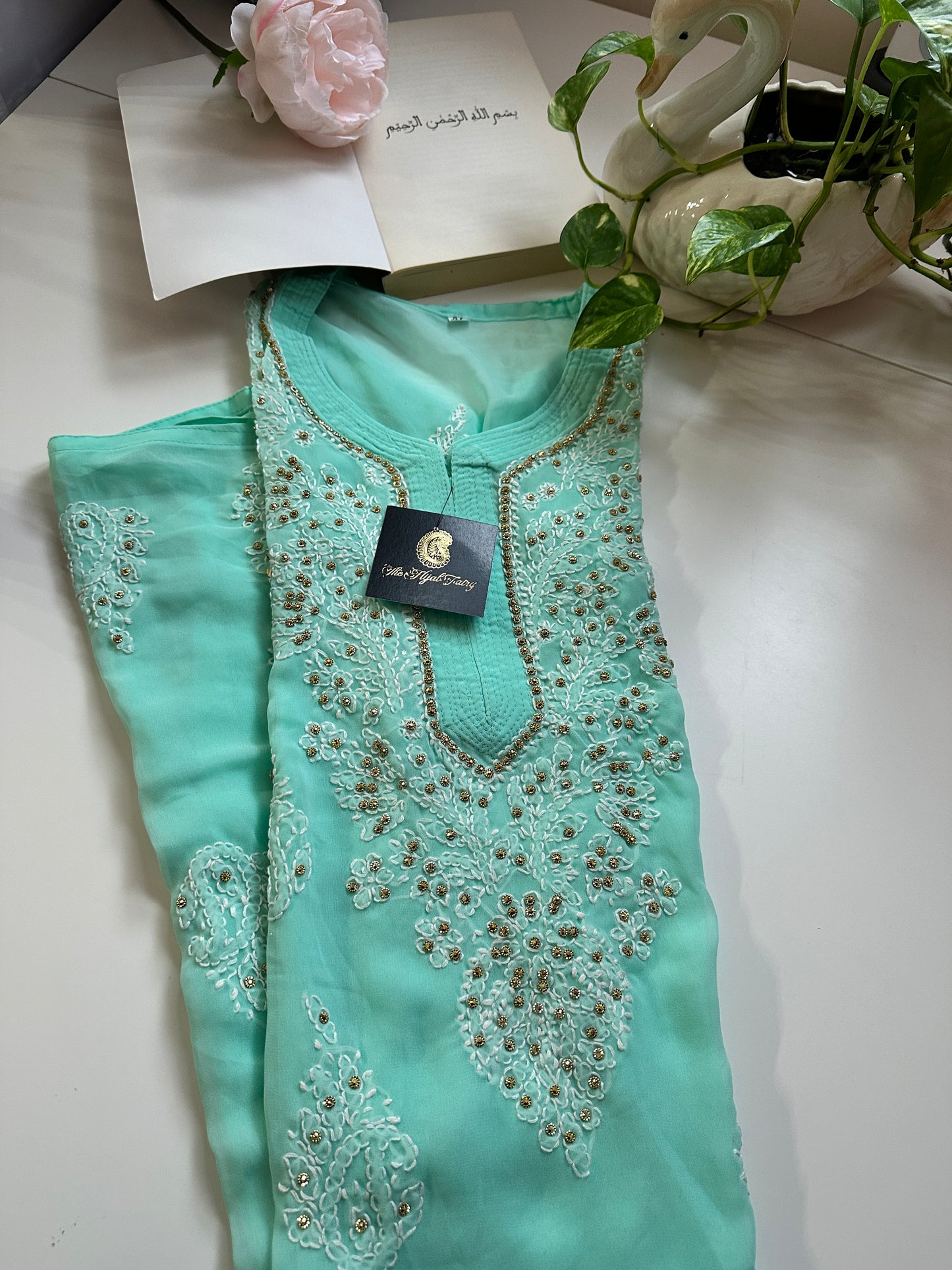 Light Firozi - Georgette Stone Kurta