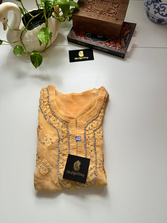 Georgette Stone Kurta- Mango