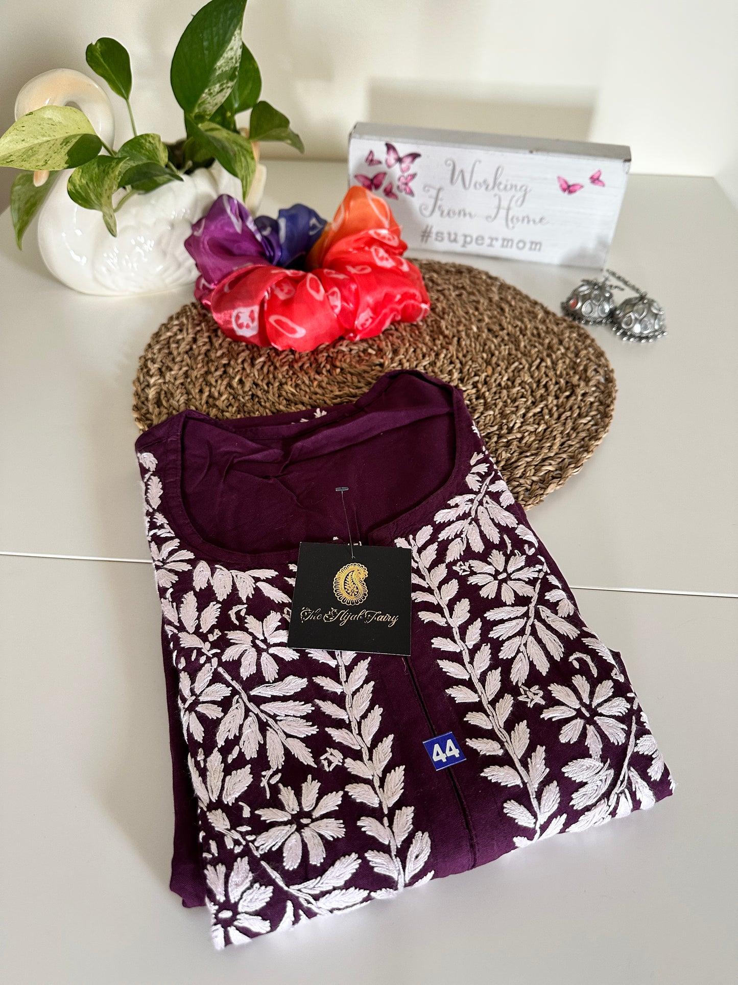 Dark Wine - Modal Straight Kurta