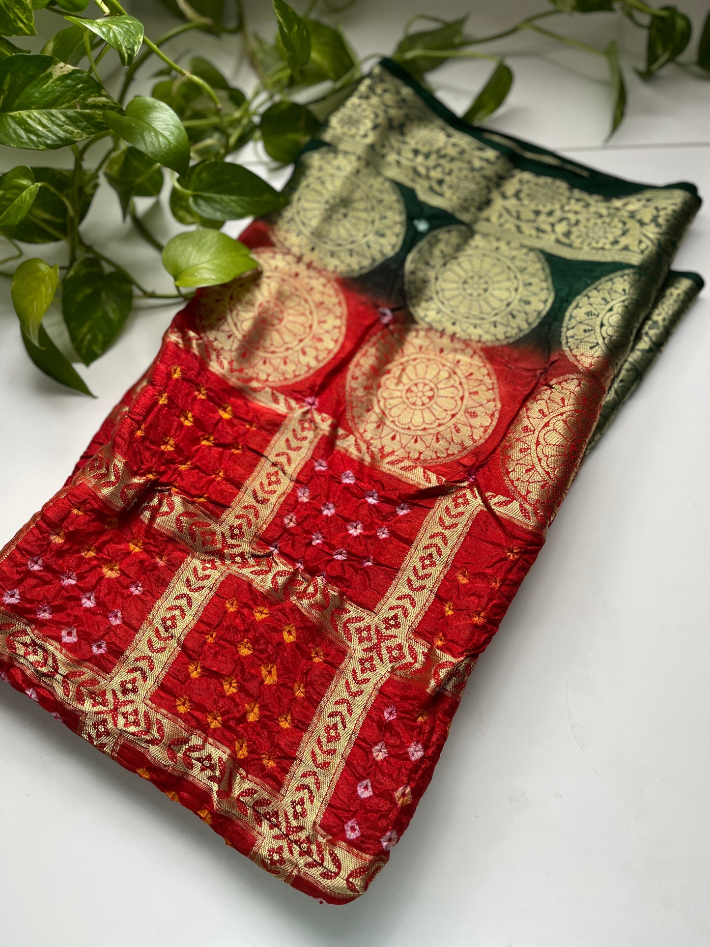 Gaji Silk Gharchola Dupatta GREEN