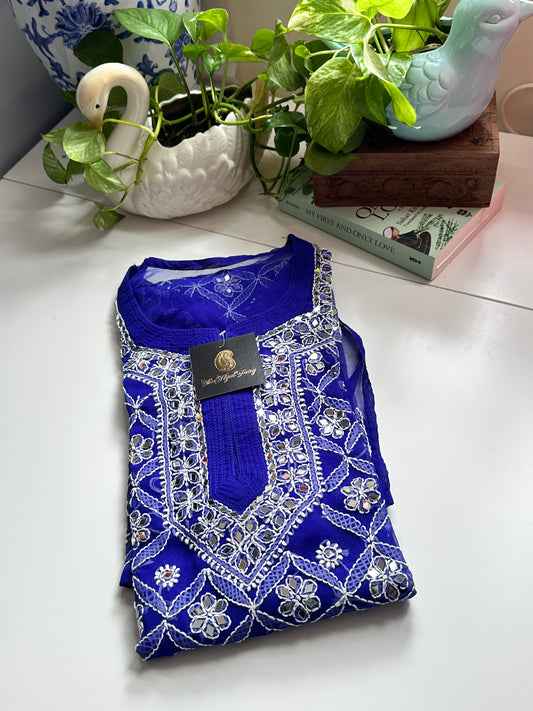 Navy Blue - Georgette Mirror Kurta
