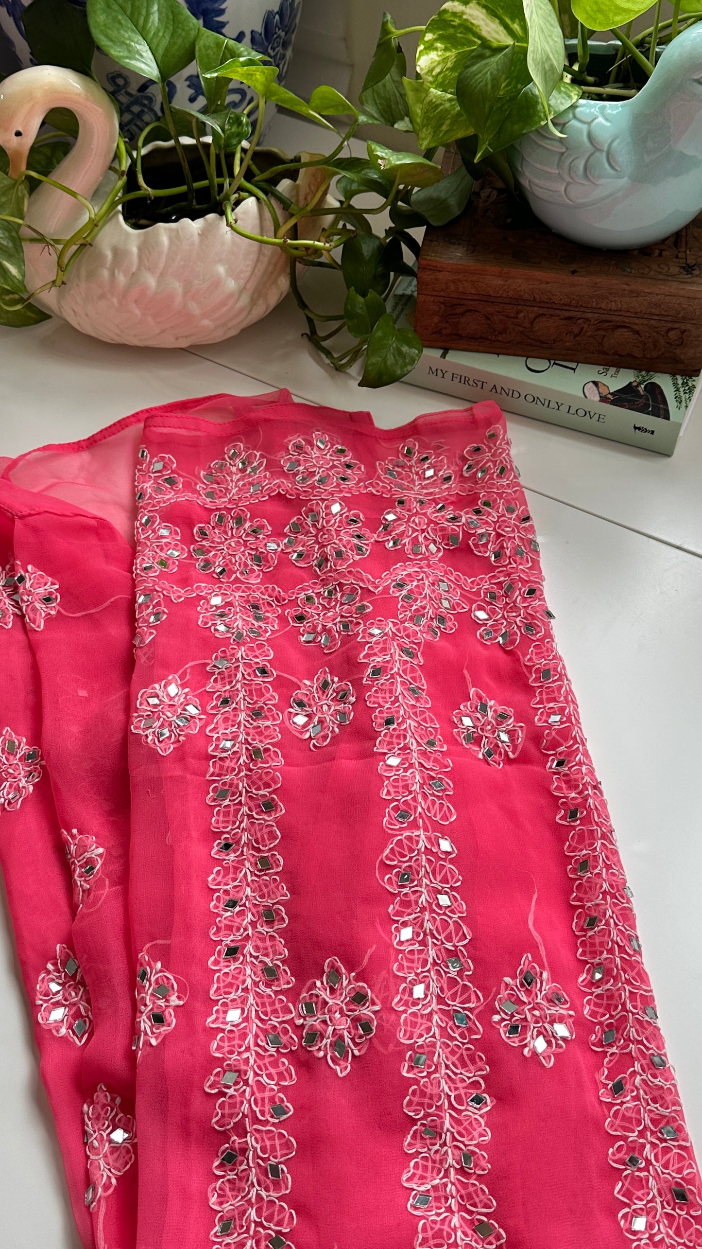 Strawberry Pink - Georgette Mirror Kurta