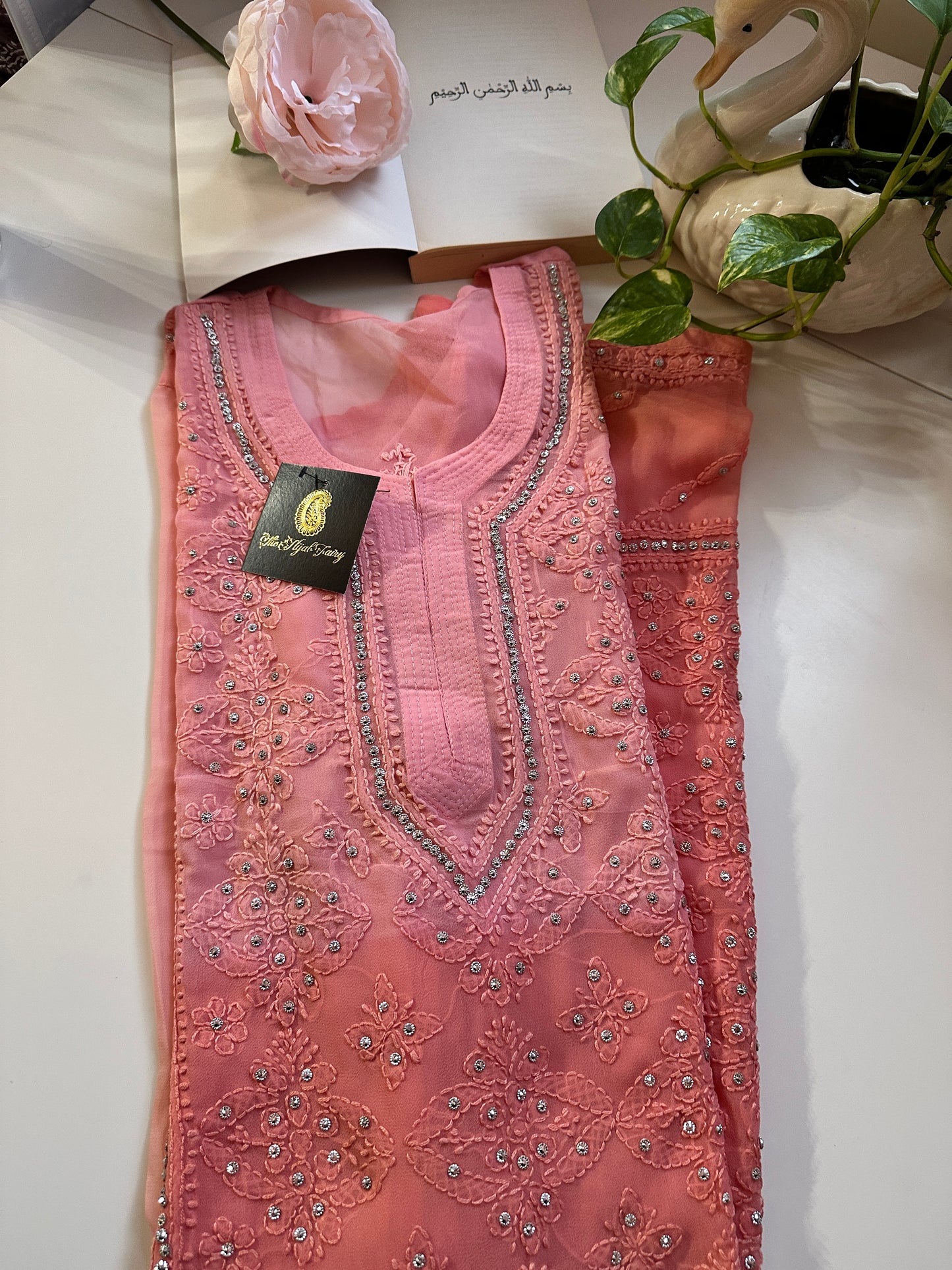 Peach Ombre - Georgette Stone Kurta