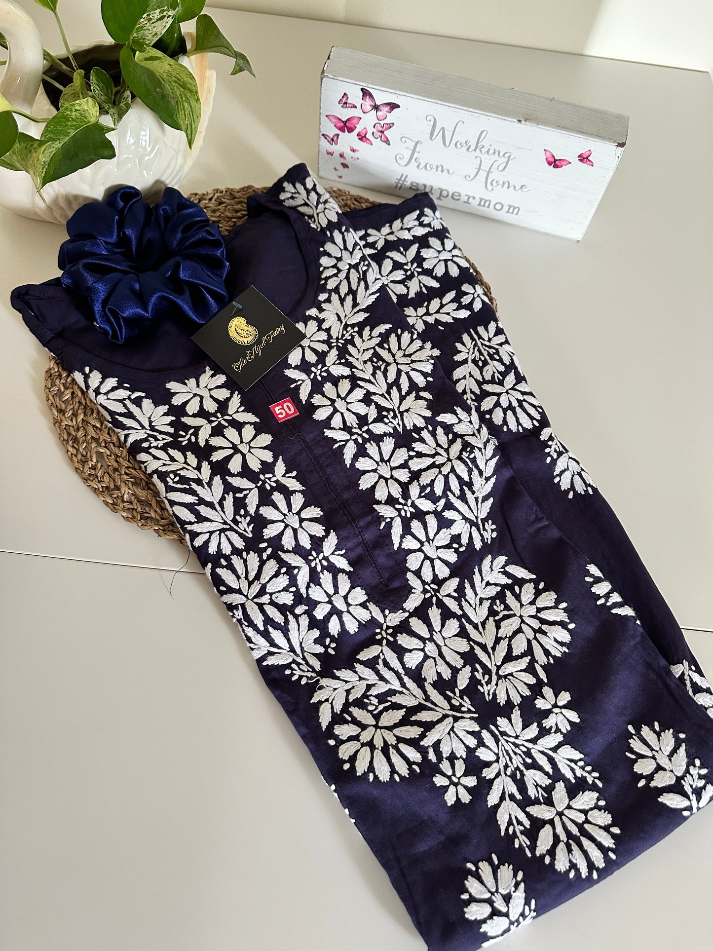 Navy Blue - Modal Straight Kurta