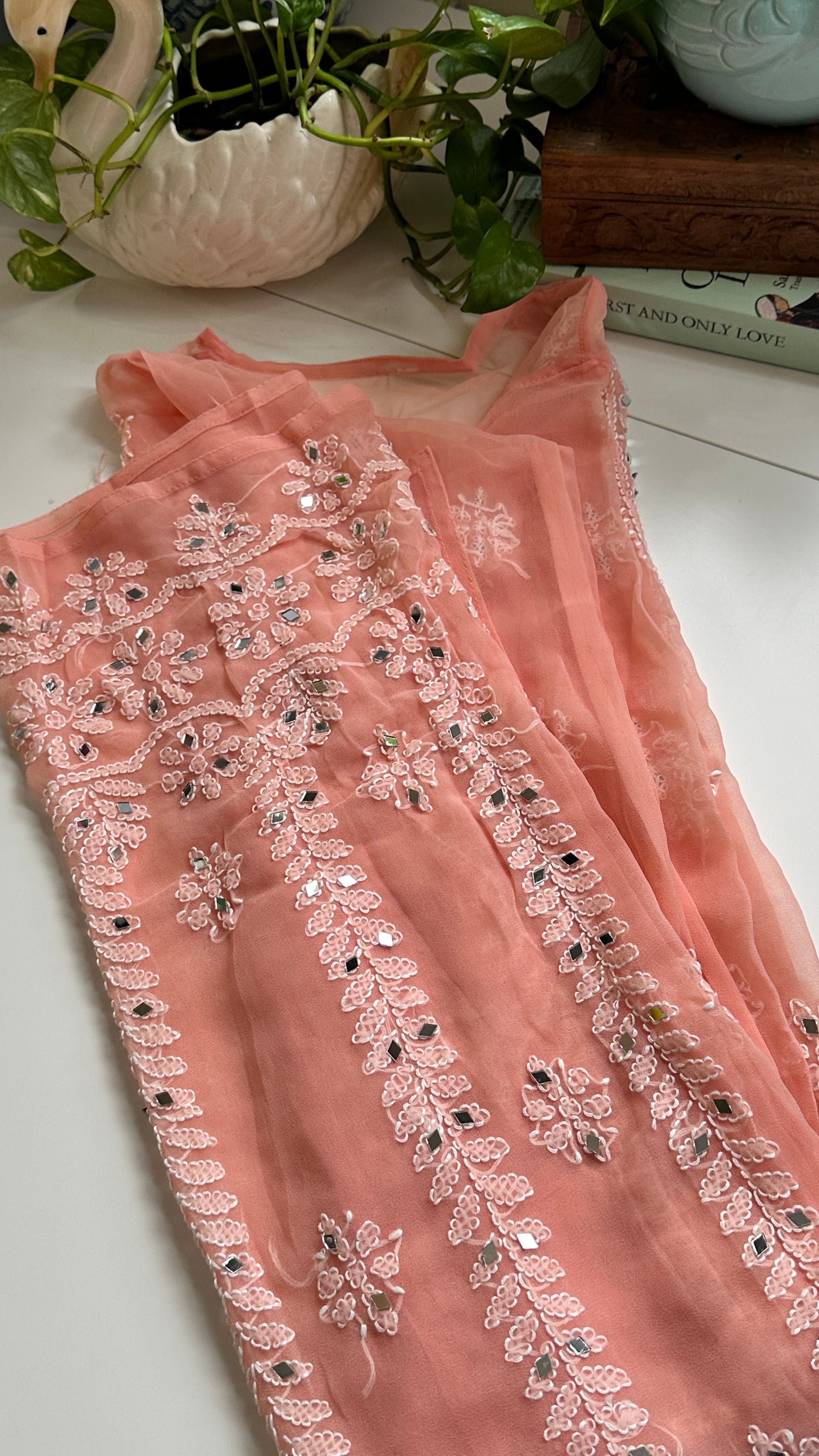 Peach - Georgette Mirror Kurta