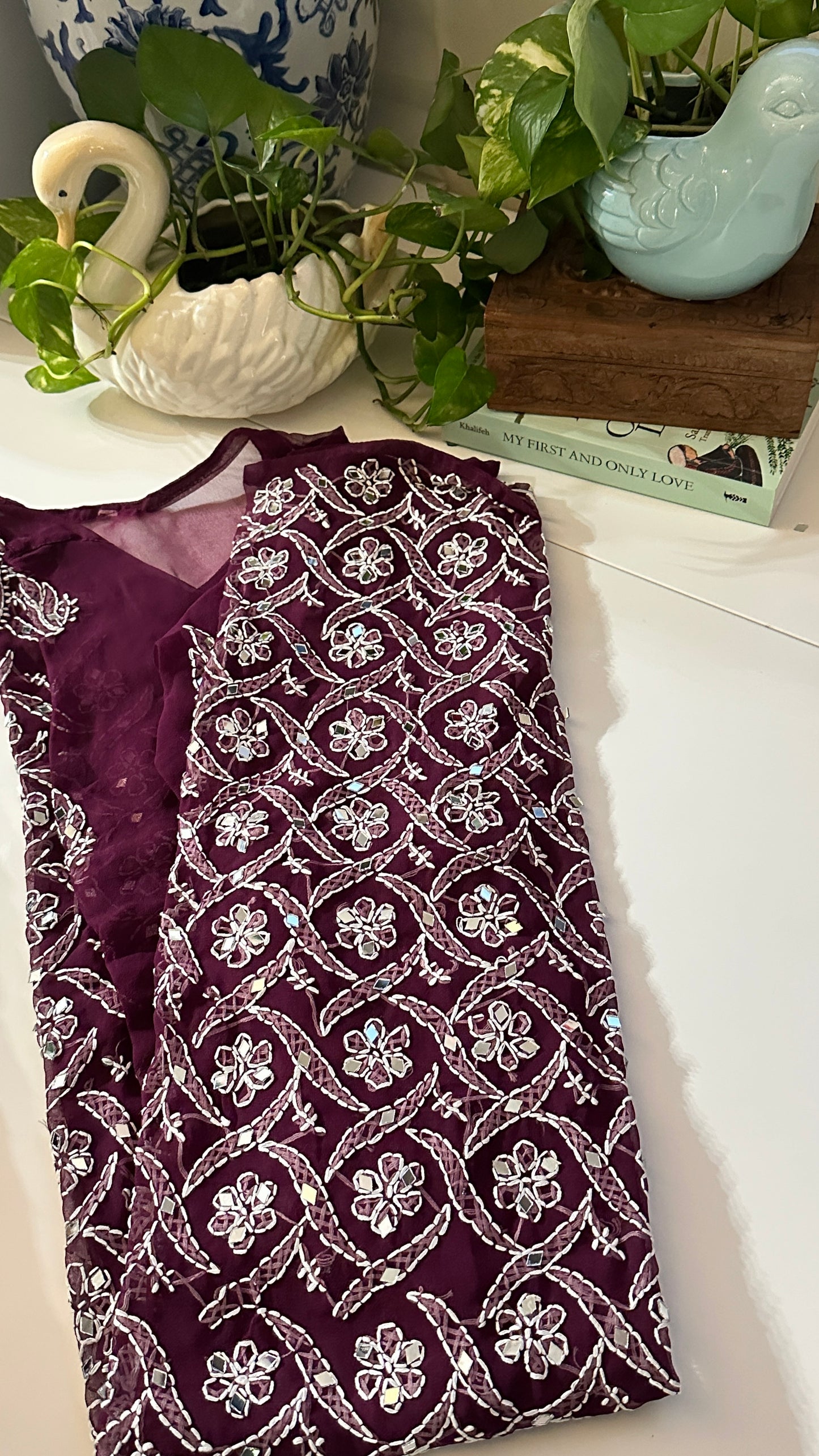 Wine - Georgette Mirror Kurta