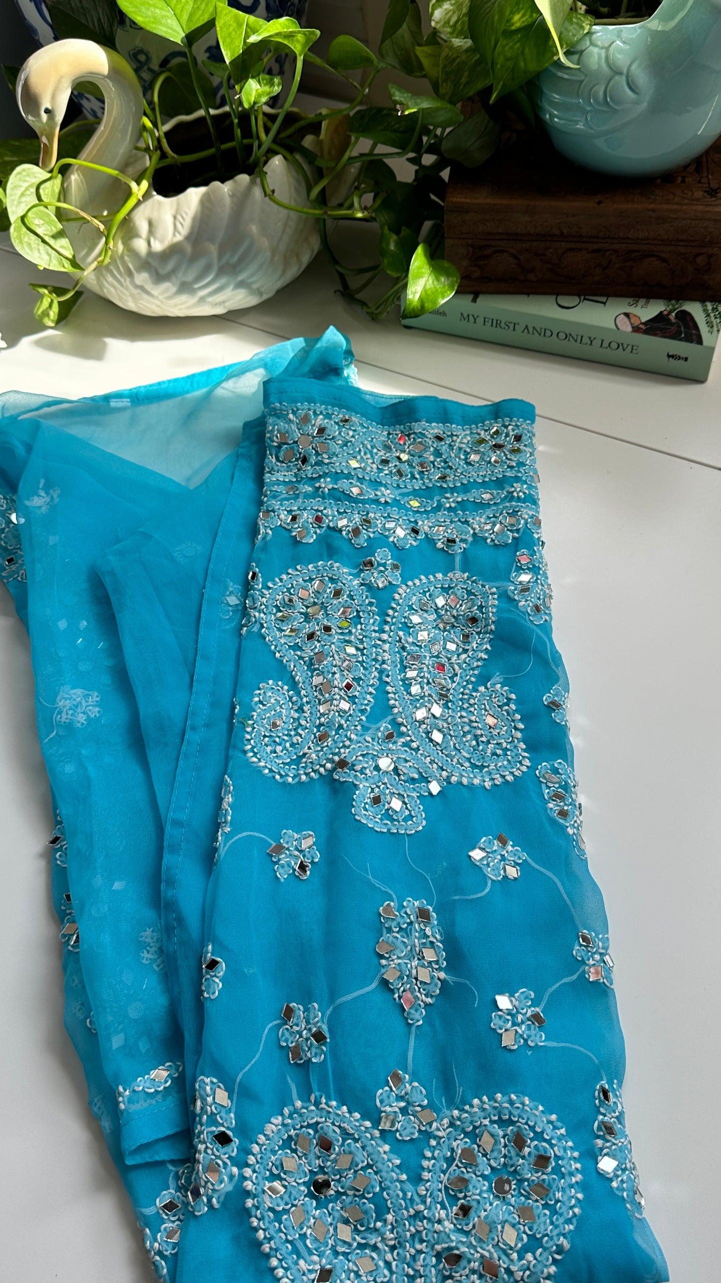 Sky Blue - Georgette Mirror Kurta