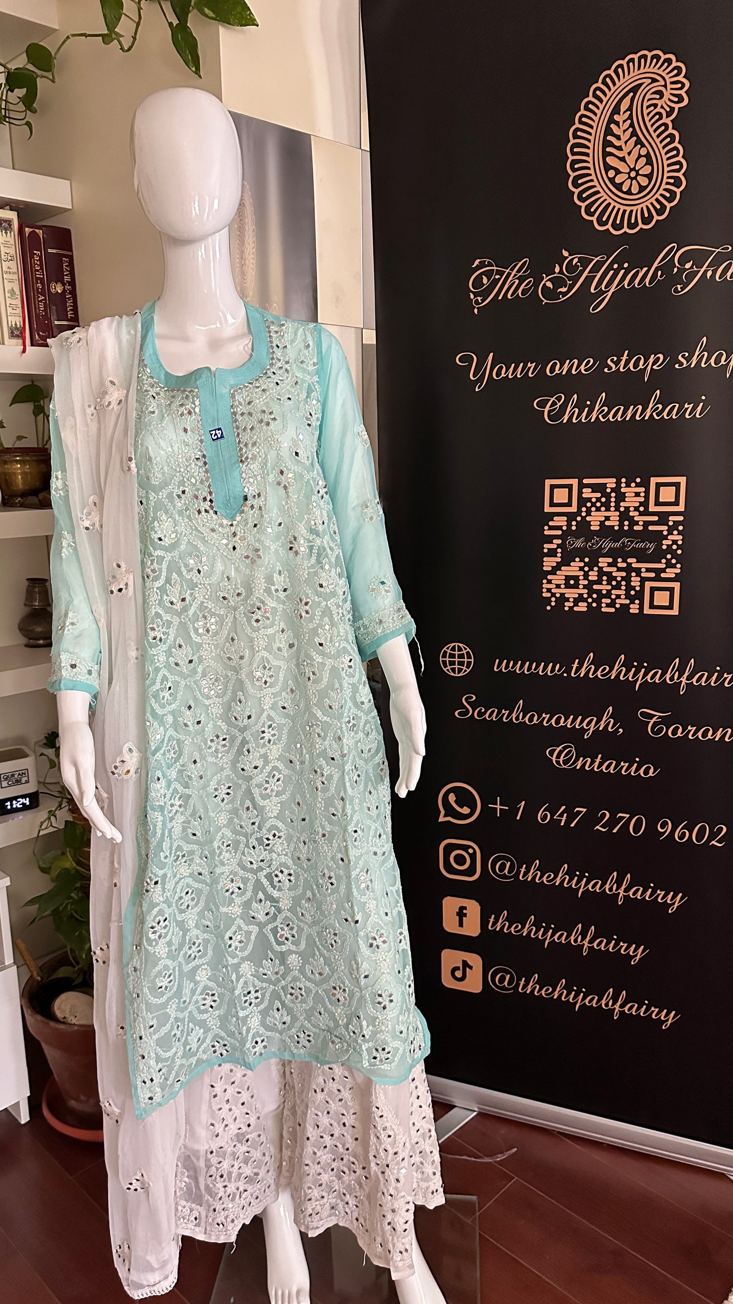 Firozi Blue - Georgette Mirror Kurta