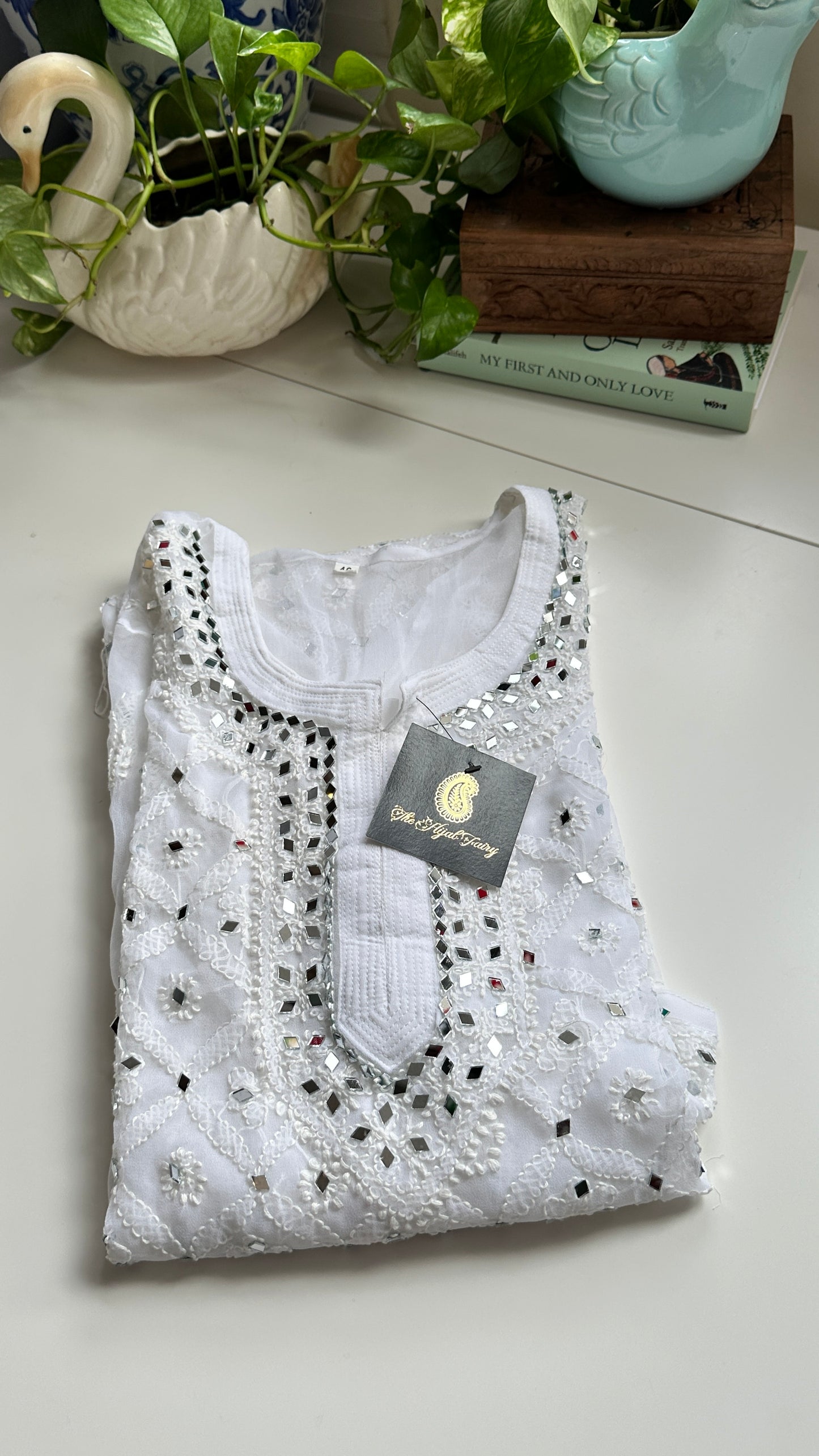 White - Georgette Mirror Kurta