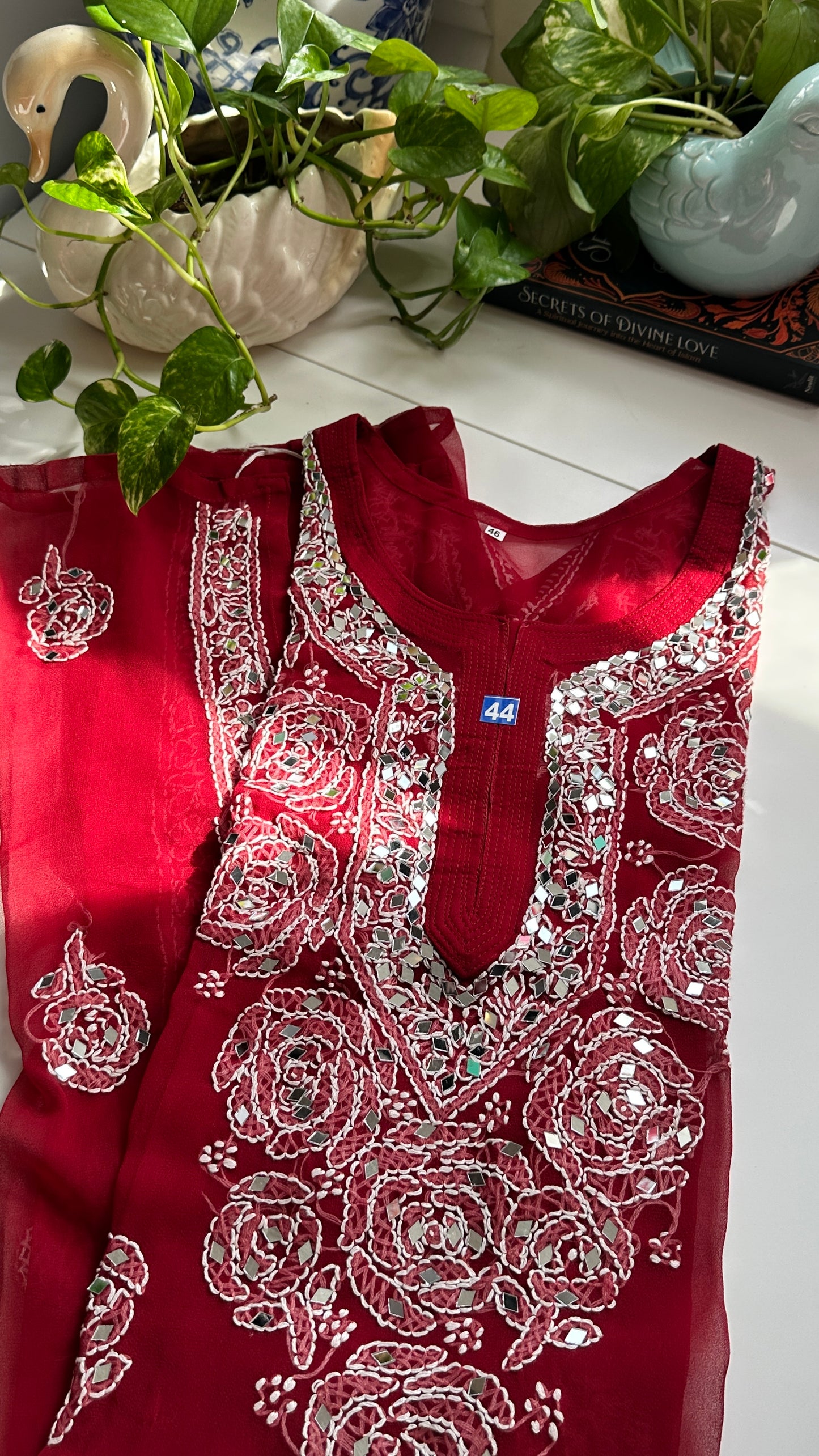 Maroon - Georgette Mirror Kurta