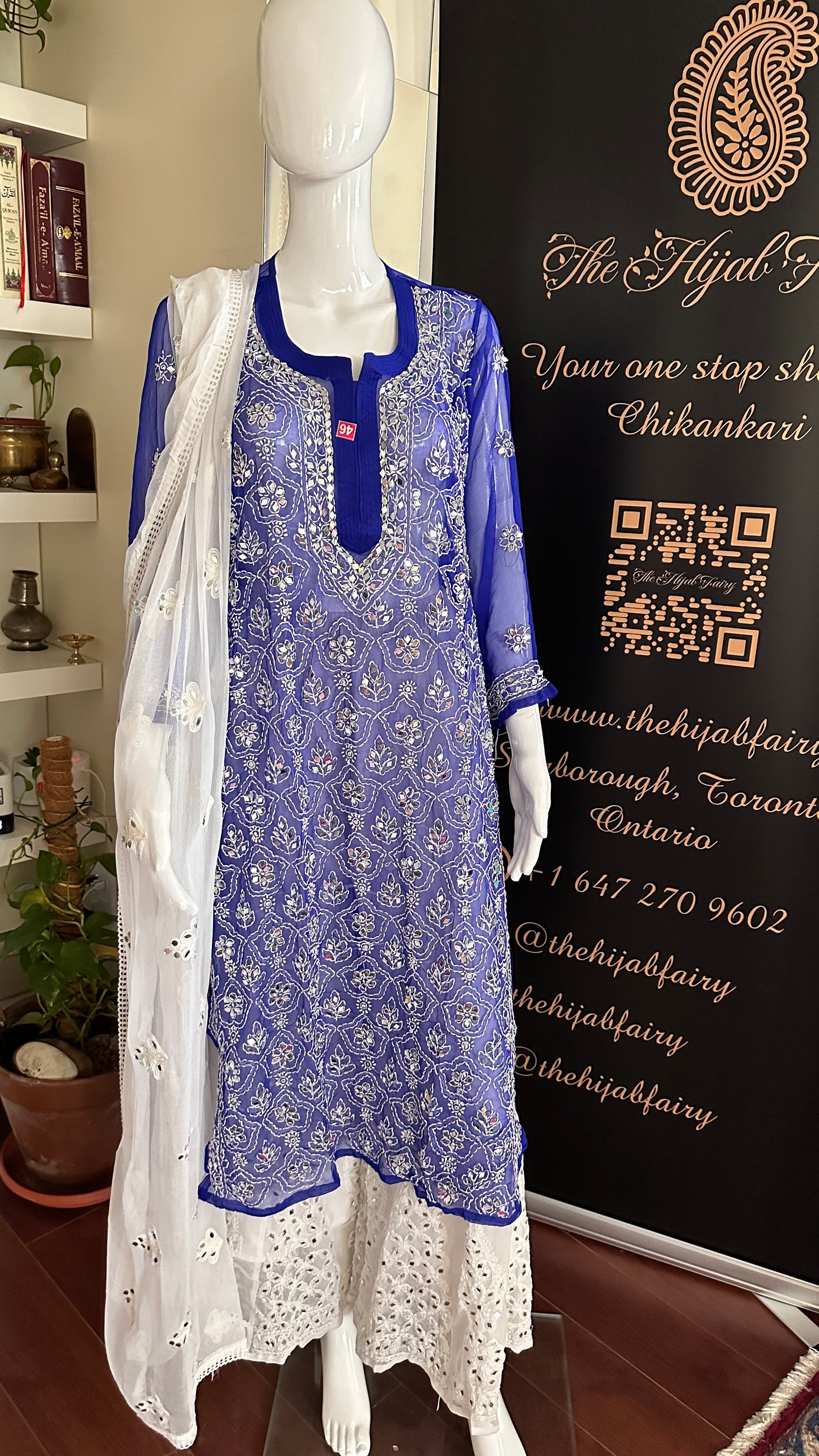 Navy Blue - Georgette Mirror Kurta
