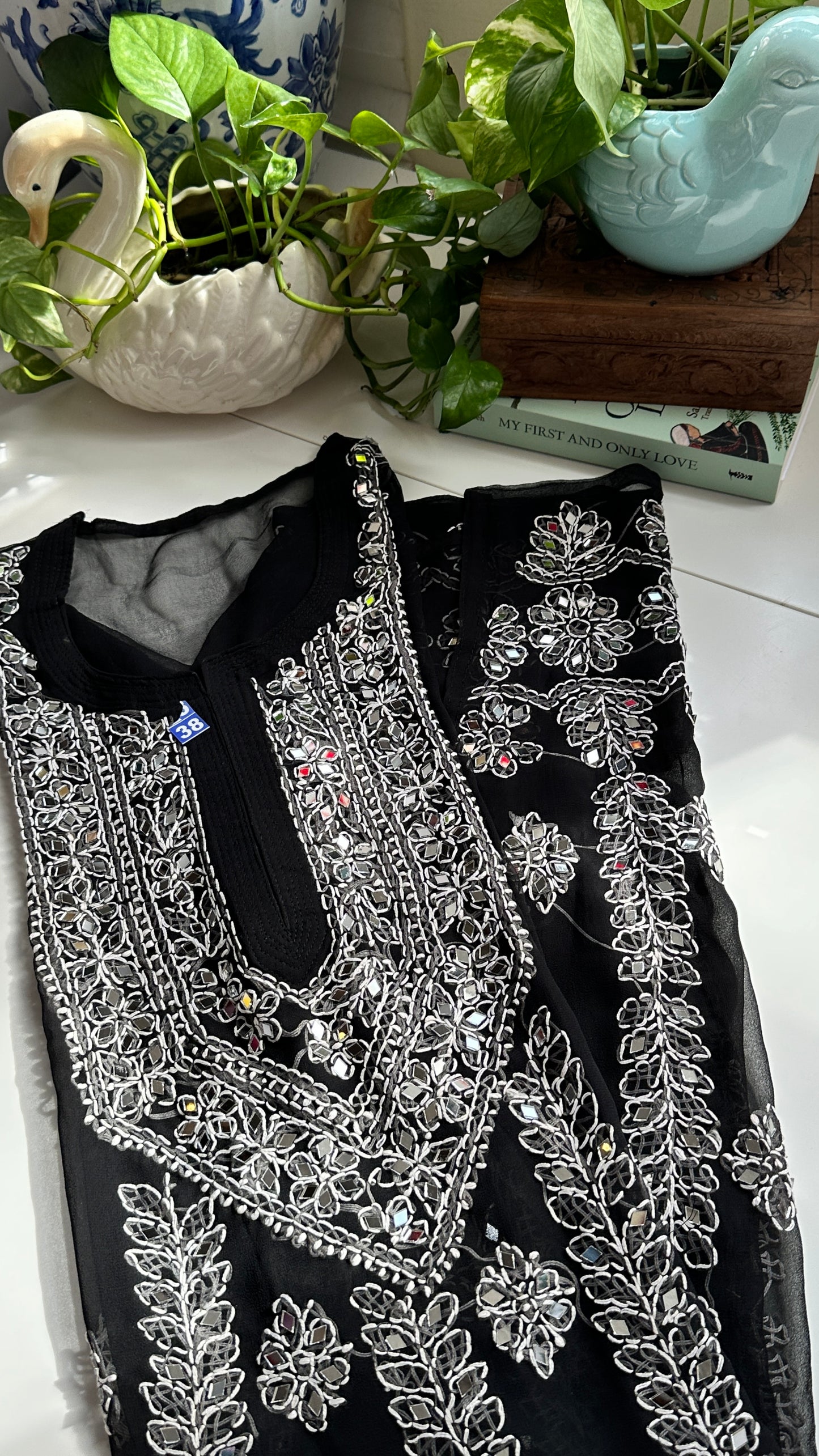 Black - Georgette Mirror Kurta