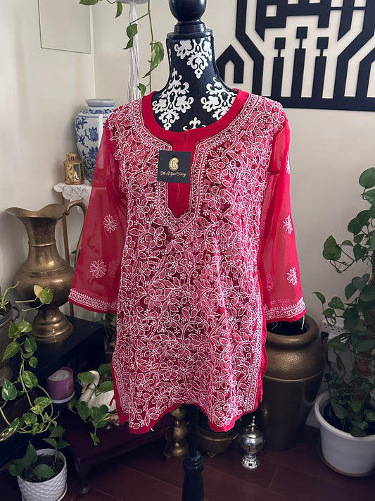 Red - Georgette Short Top