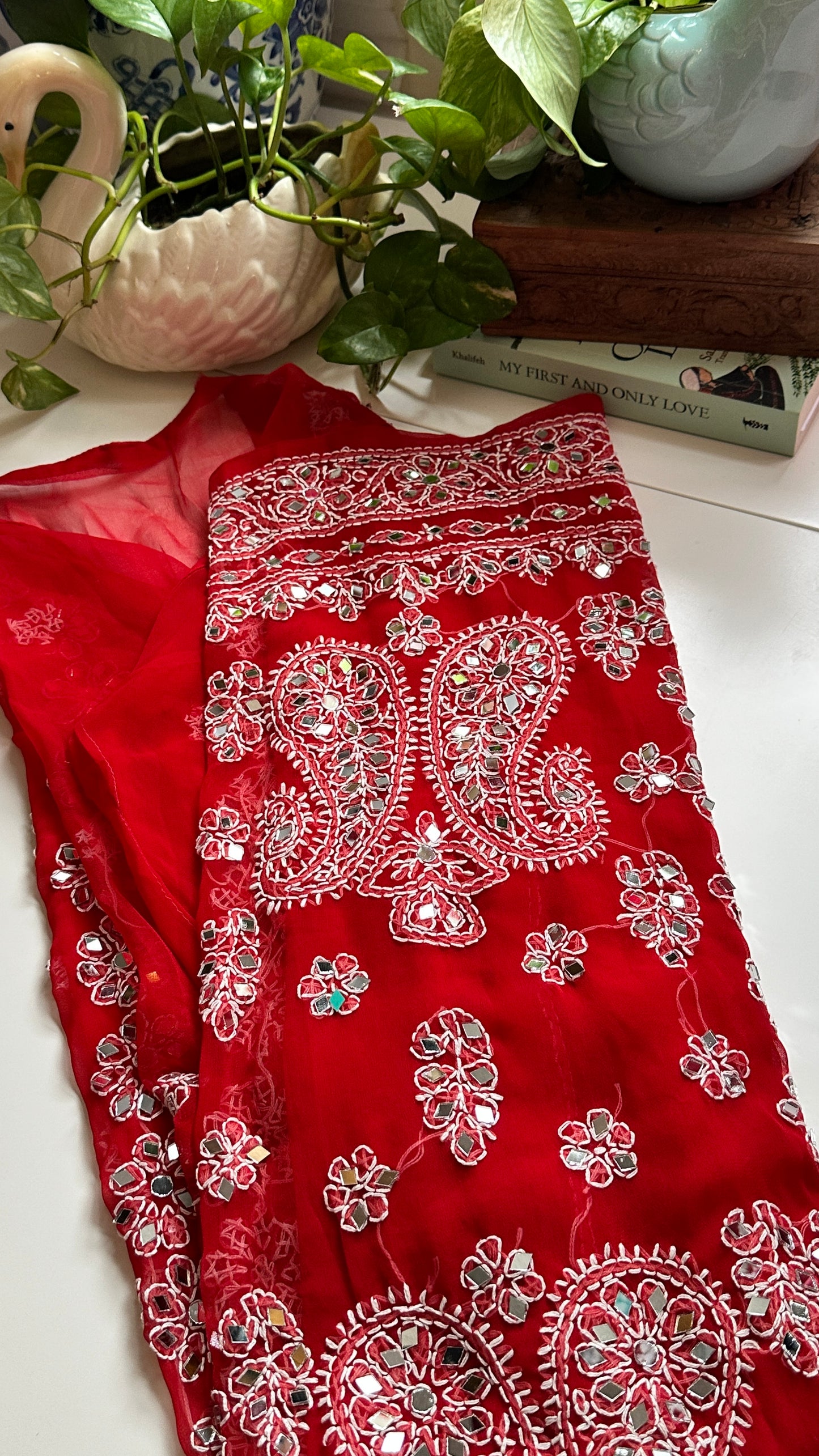 Red - Georgette Mirror Kurta