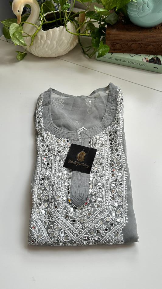 Grey - Georgette Mirror Kurta