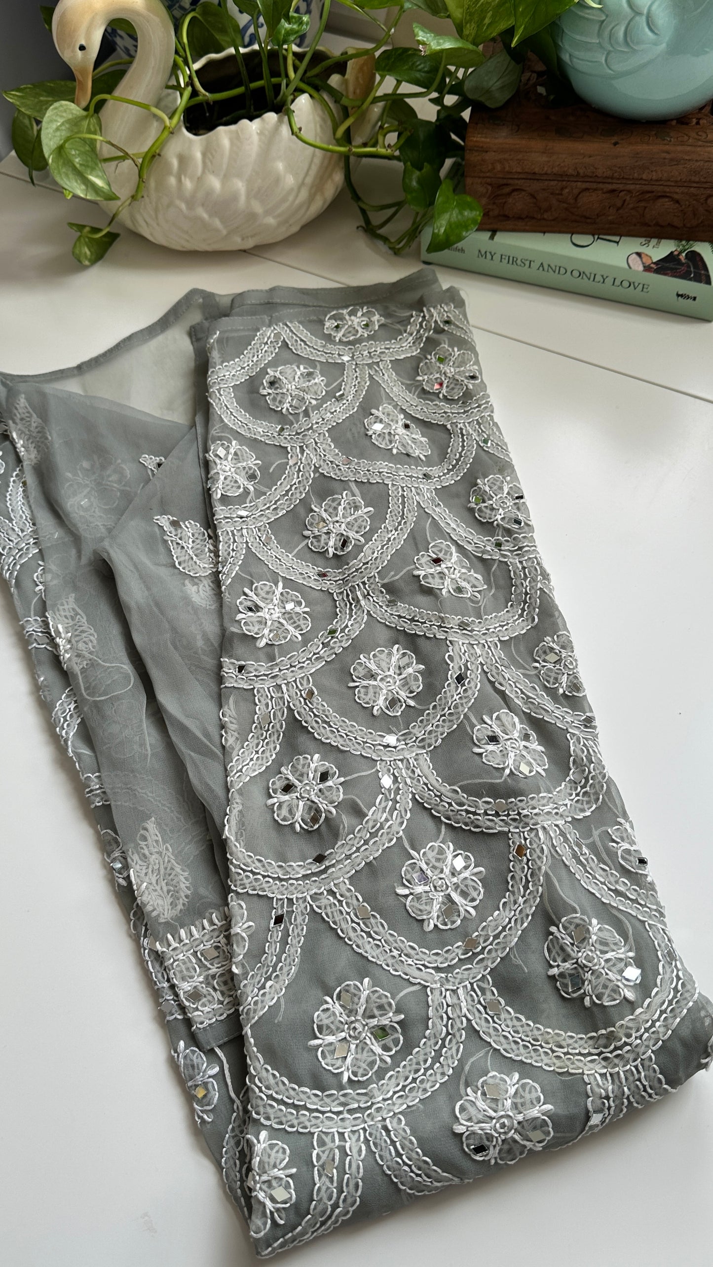 Grey - Georgette Mirror Kurta