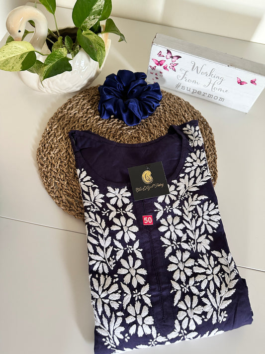 Navy Blue - Modal Straight Kurta