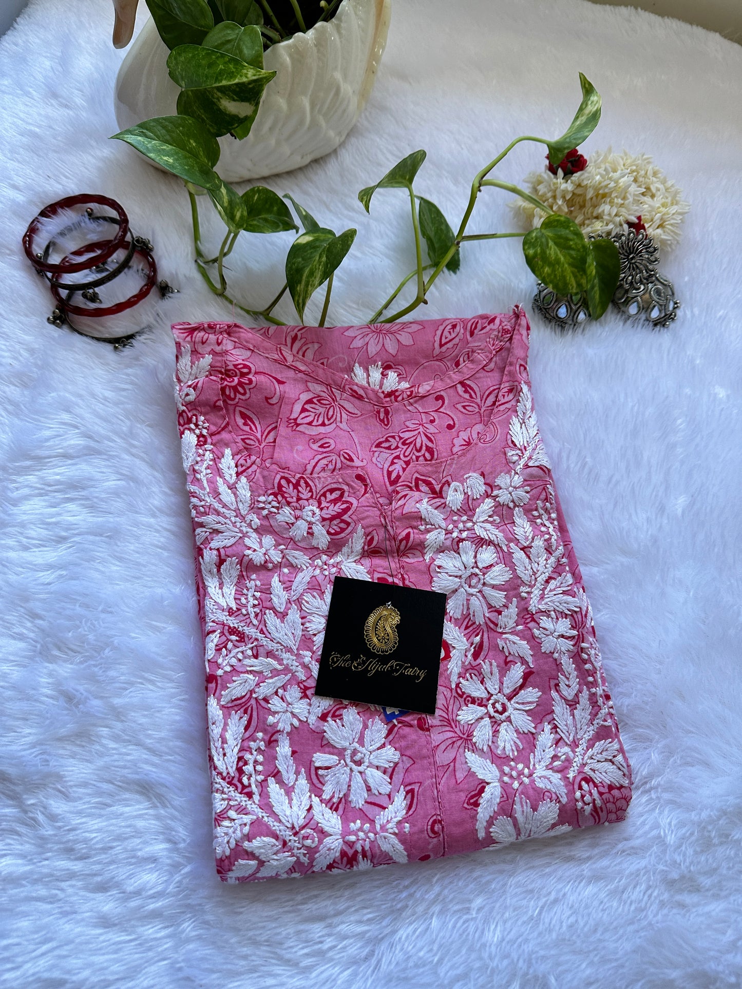Malmal Printed Kurti- Pink 7