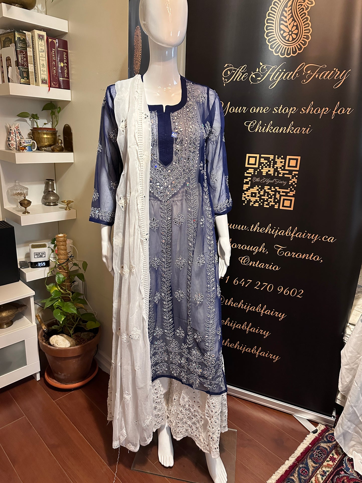 Dark Blue - Georgette Mirror Kurta