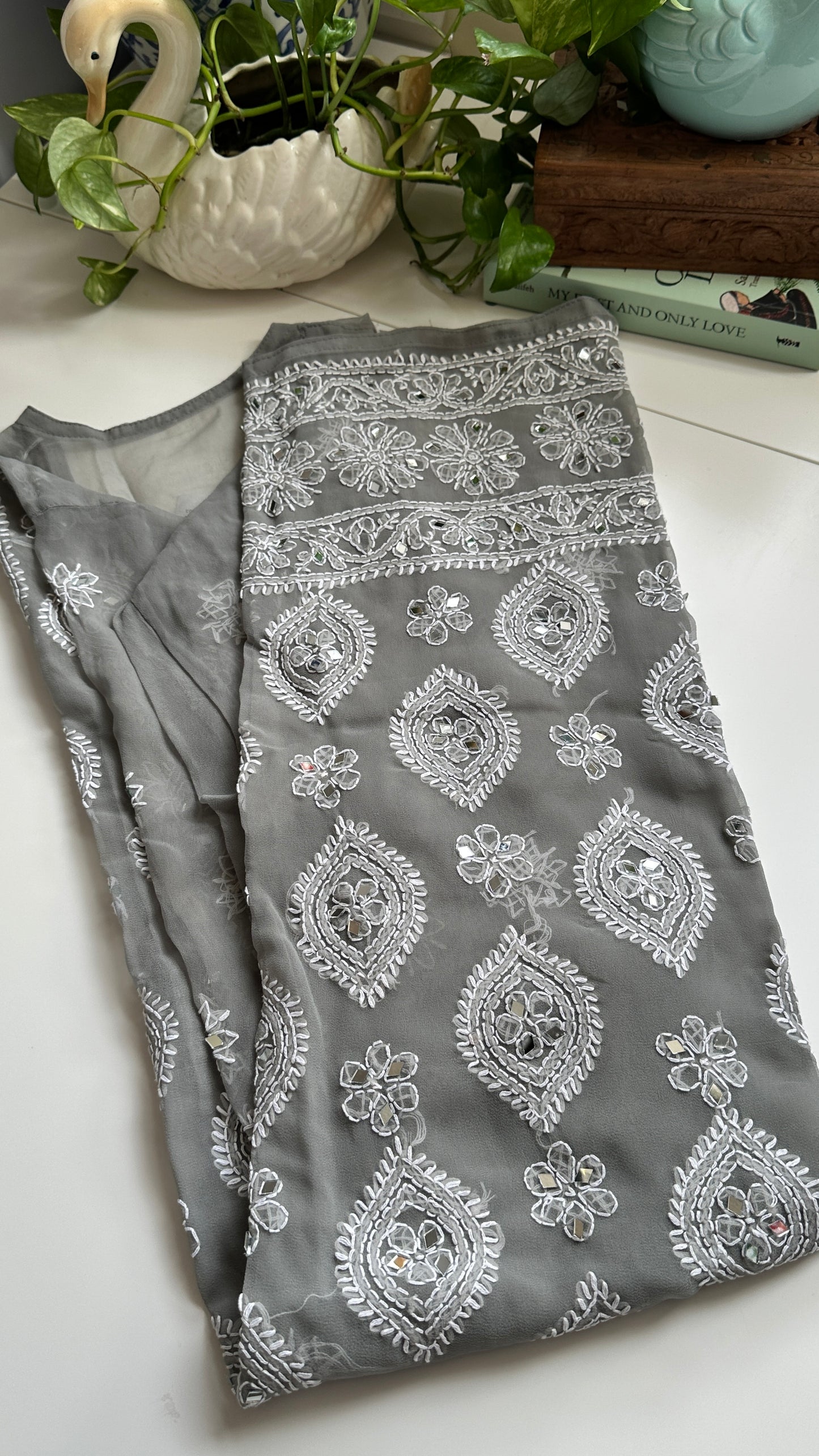 Grey - Georgette Mirror Kurta